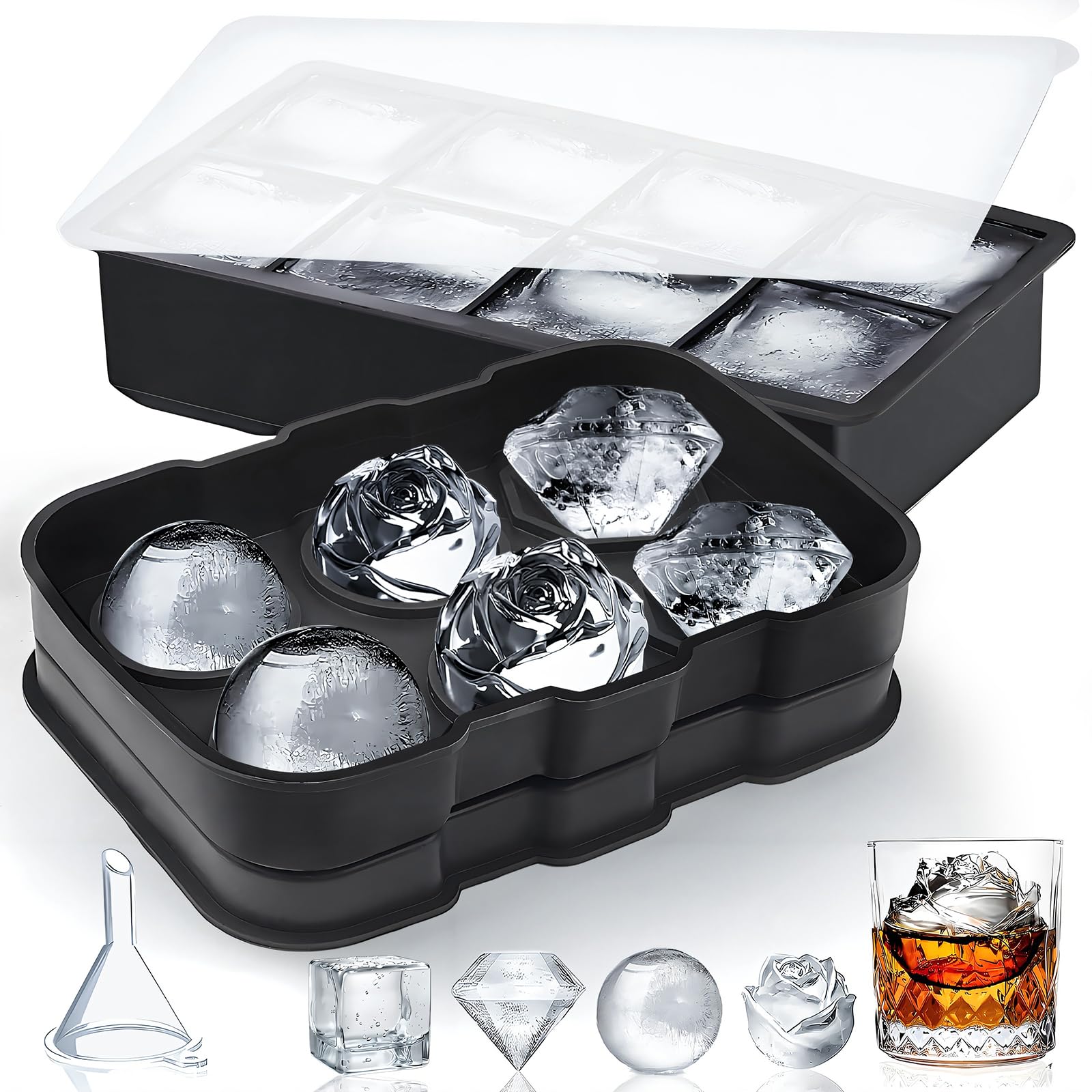 Stampo Ghiaccio Silicone 2 Pezzi - Cubetti Grandi 5cm, Con Coperchio, Senza BPA - Foto 8