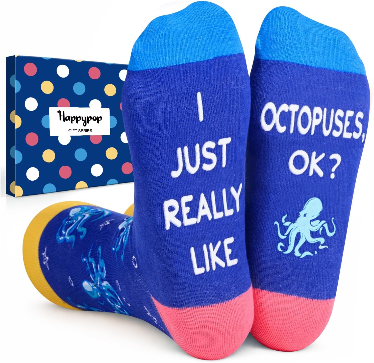 HAPPYPOP Funny Socks for Men Women - Dinosaur Monkey Octopus Raccoon Bee Penguin Lover Gifts