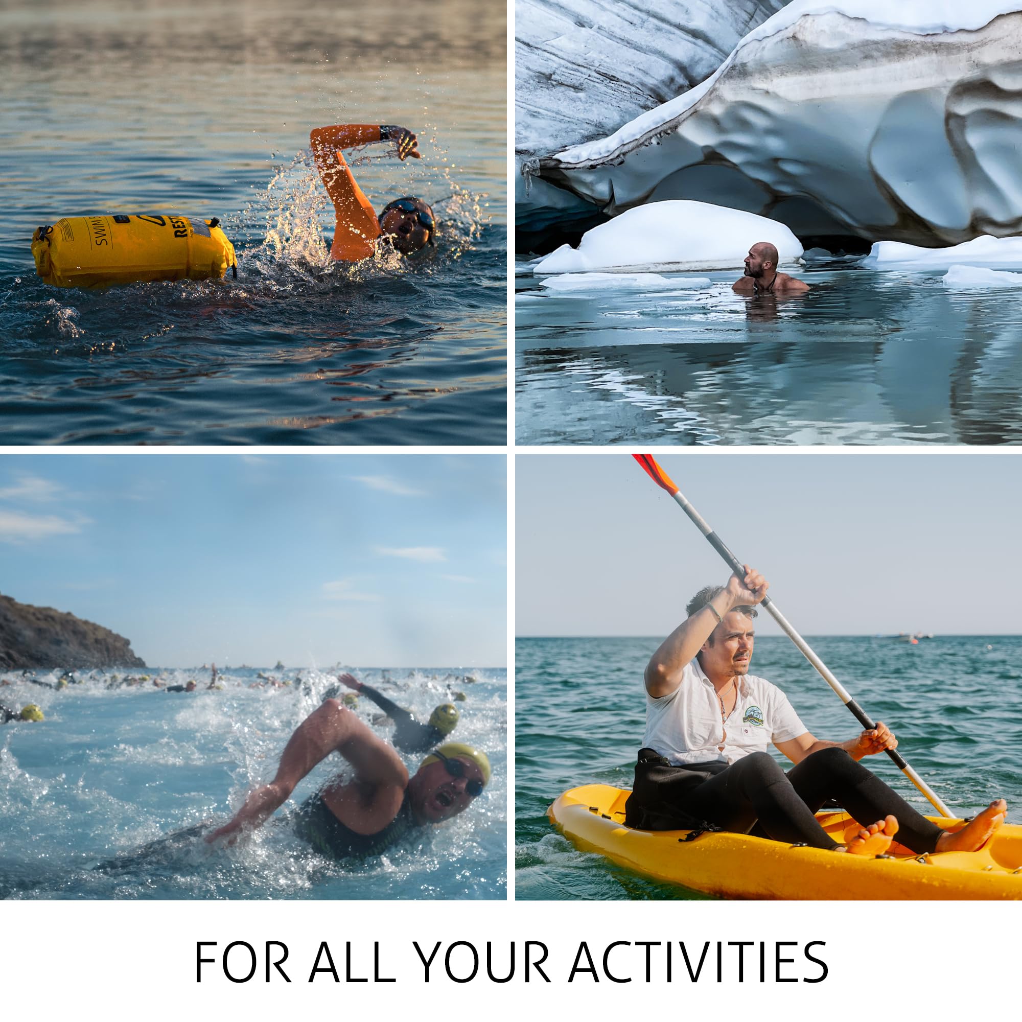 RESTUBE - Boa da nuoto con cintura regolabile, 12,5 l, dispositivo di sicurezza premium per nuoto in acque libere, 12,5 kg, senza PVC, ideale per triathlon, kayak, altamente visibile