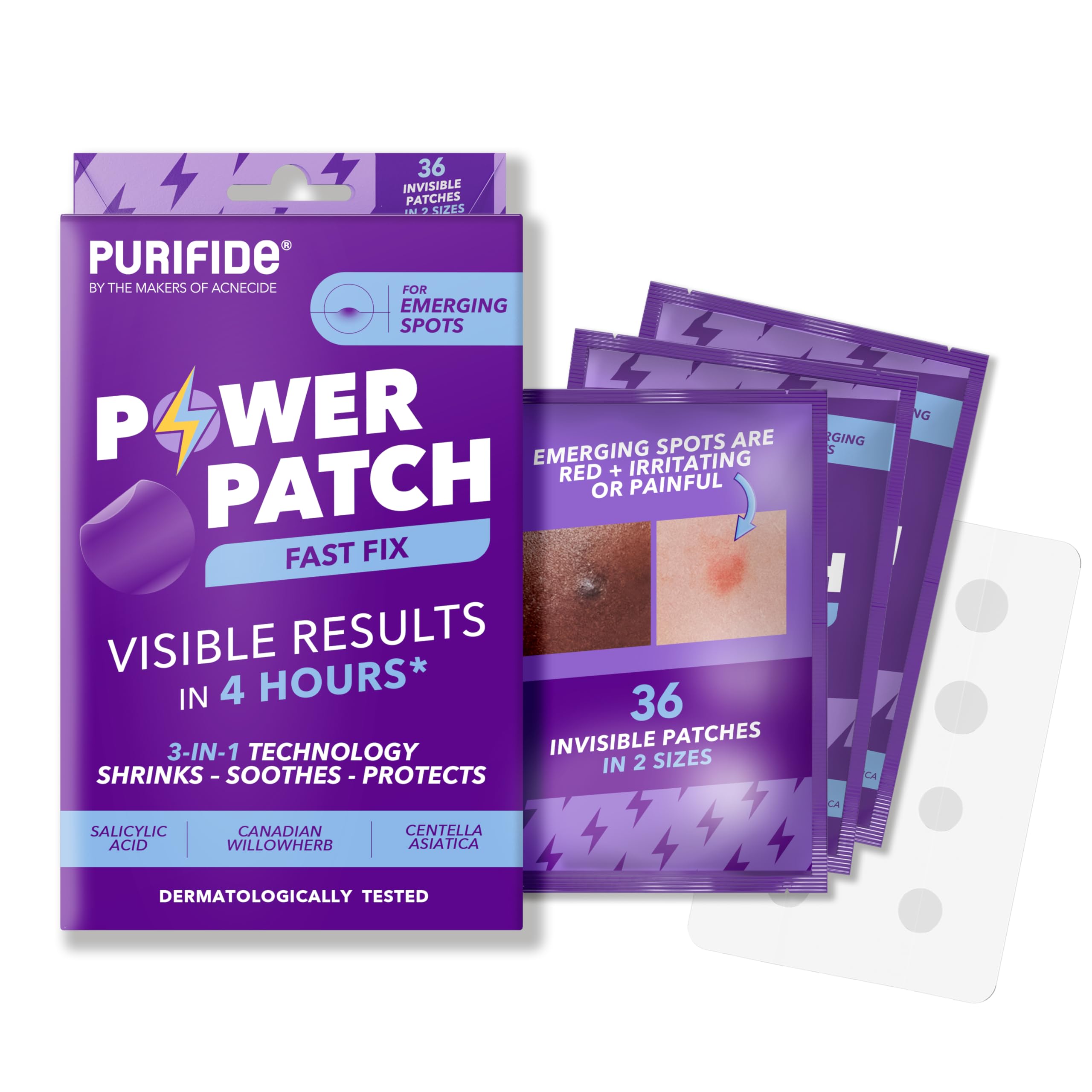 Purifide by Acnecide Fast Fix Power Pimple Patches, 36 Invisible 36 patches
