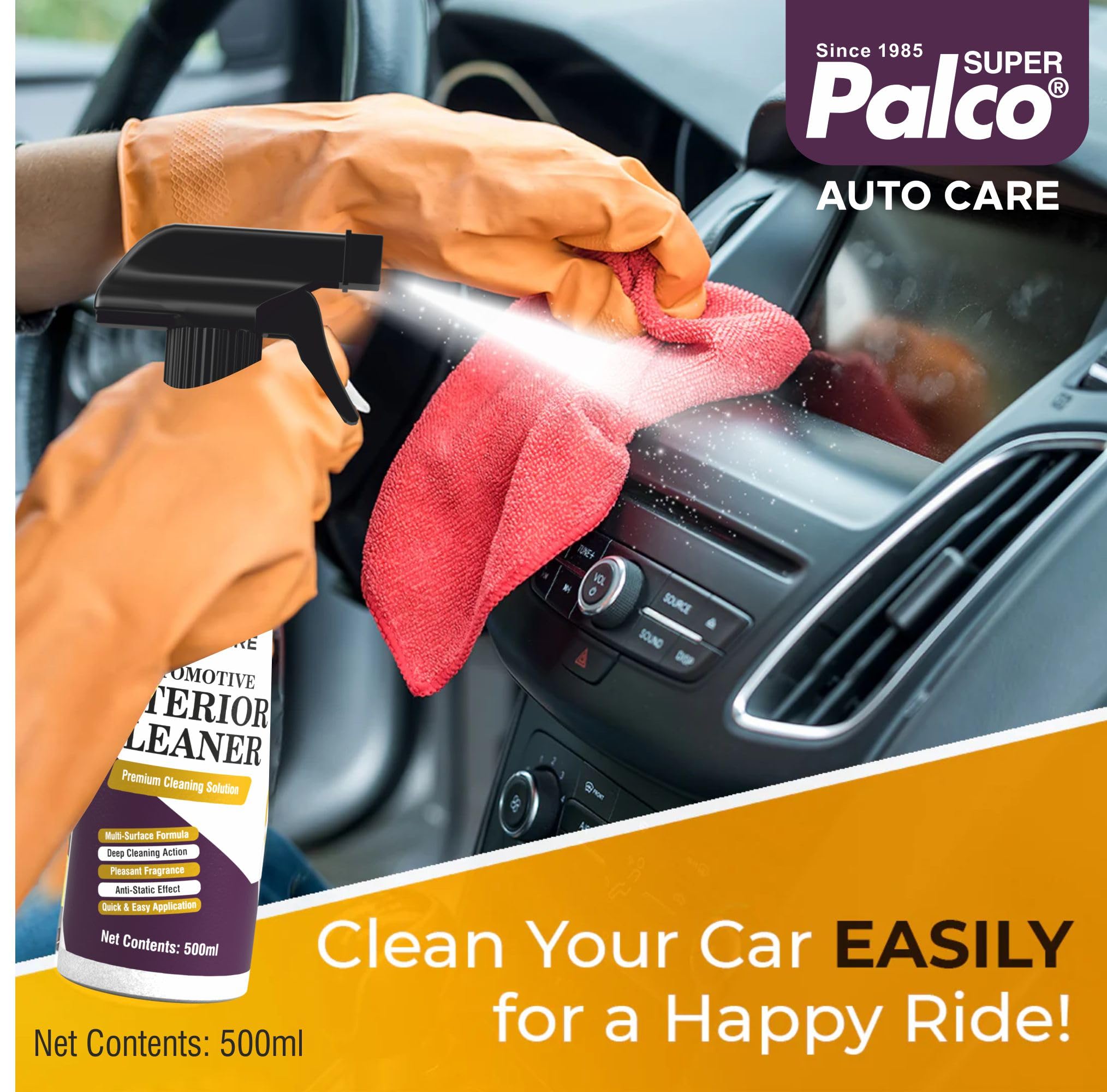 PALCO Interior Cleaner for Car 500ml, Upholstery & Car Interior Cleaning 3