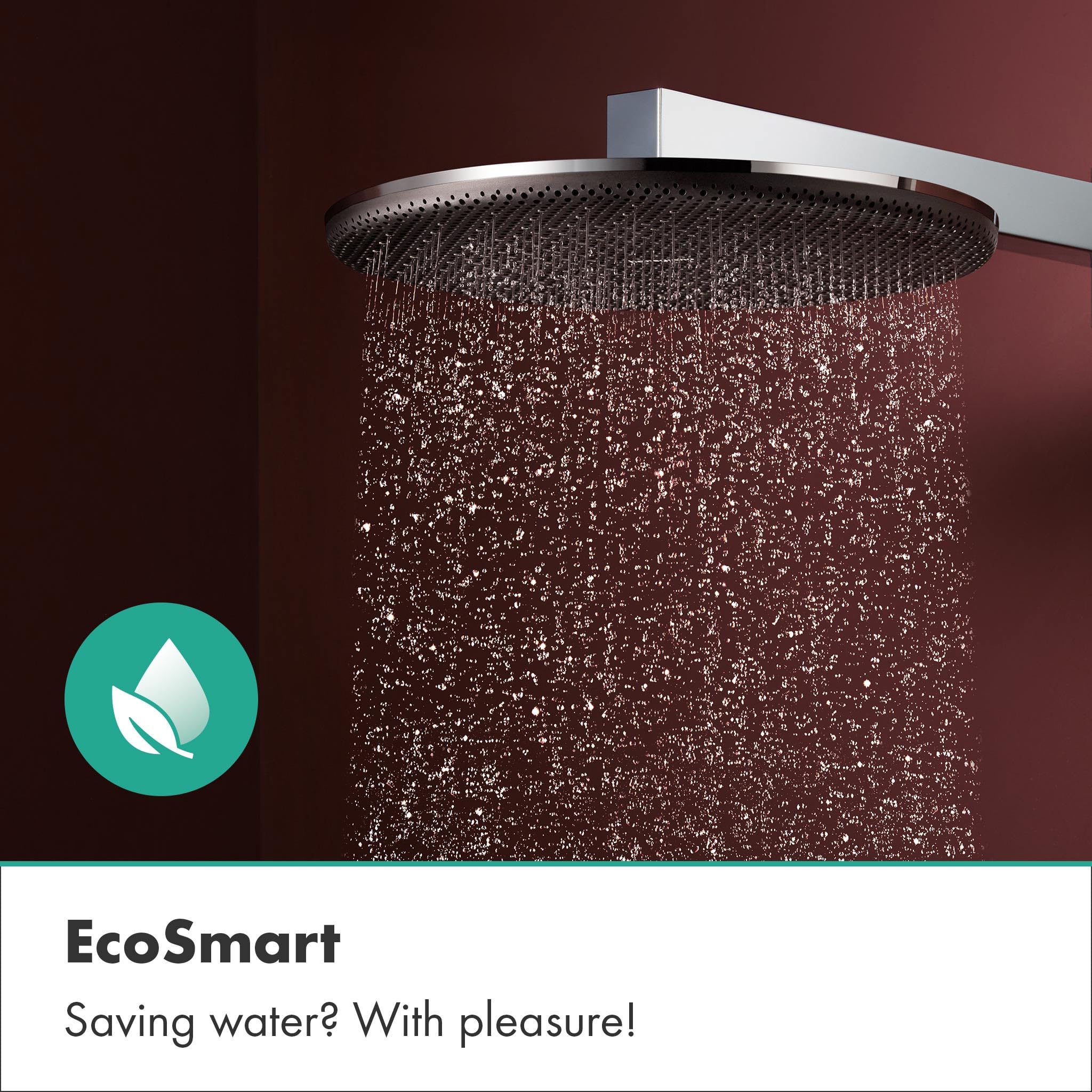hansgrohe Raindance Alive S - oszczędzająca wodę deszczownica prysznicowa (EcoSmart), głowica prysznicowa (300 mm) z 1-strumieniowa (PowderRain) dla montażu ściennego lub sufitowego, chrom, 24521000