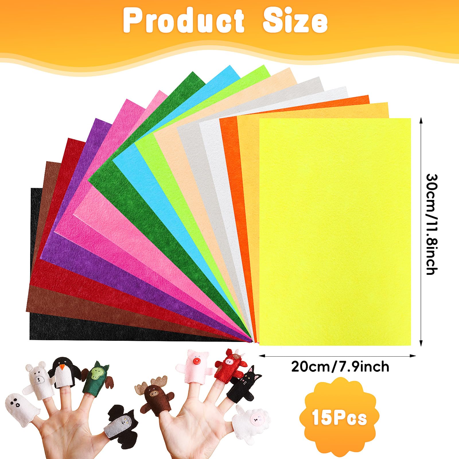 GOTFUN 15 Coloured Felt Fabric Sheets - Image 2
