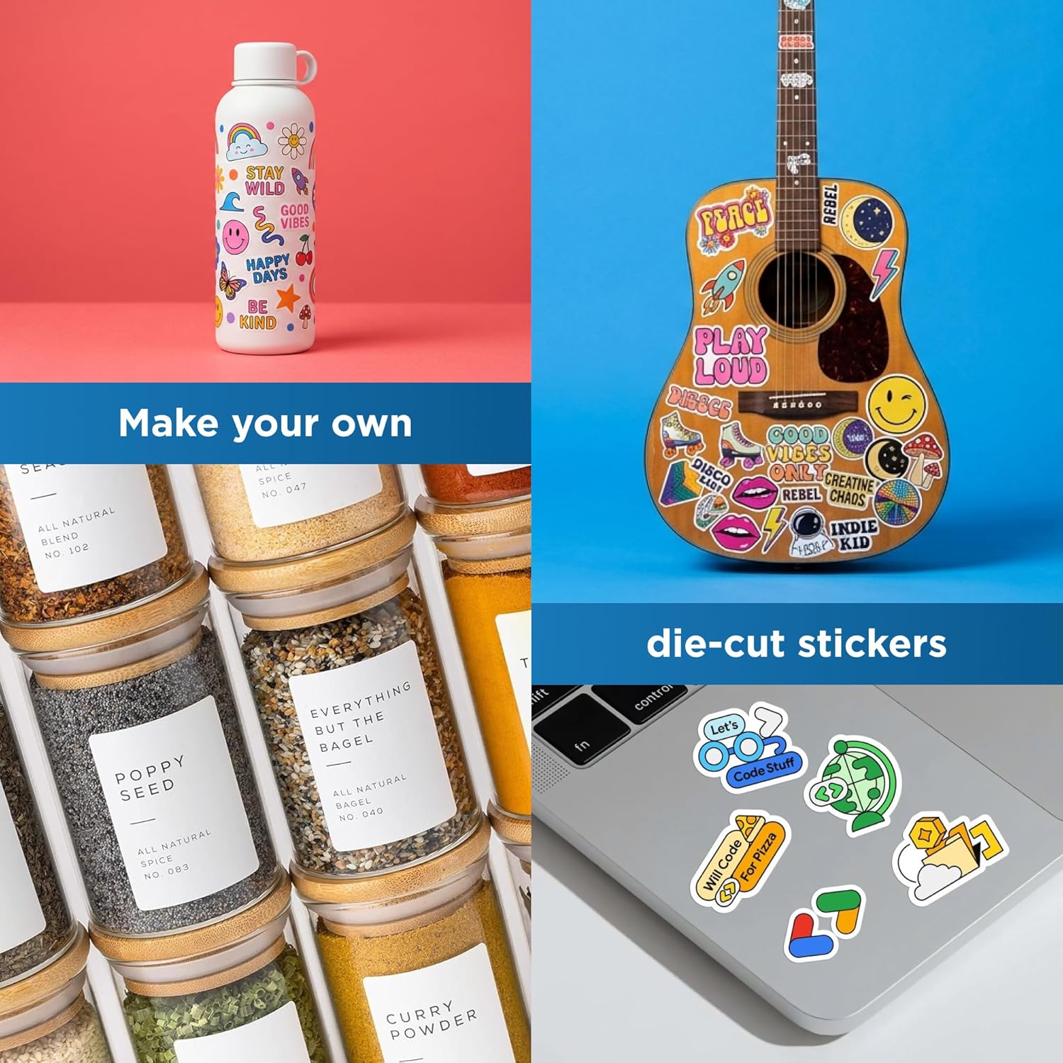 Waterproof Sticker Paper, 100 Sheets, White Matte Vinyl-Like, 8.5" x 11" Full Sheet Label, Works with Inkjet Printers Only, Compatible with Electronic Cutting Machines, OL177WJ, OnlineLabels