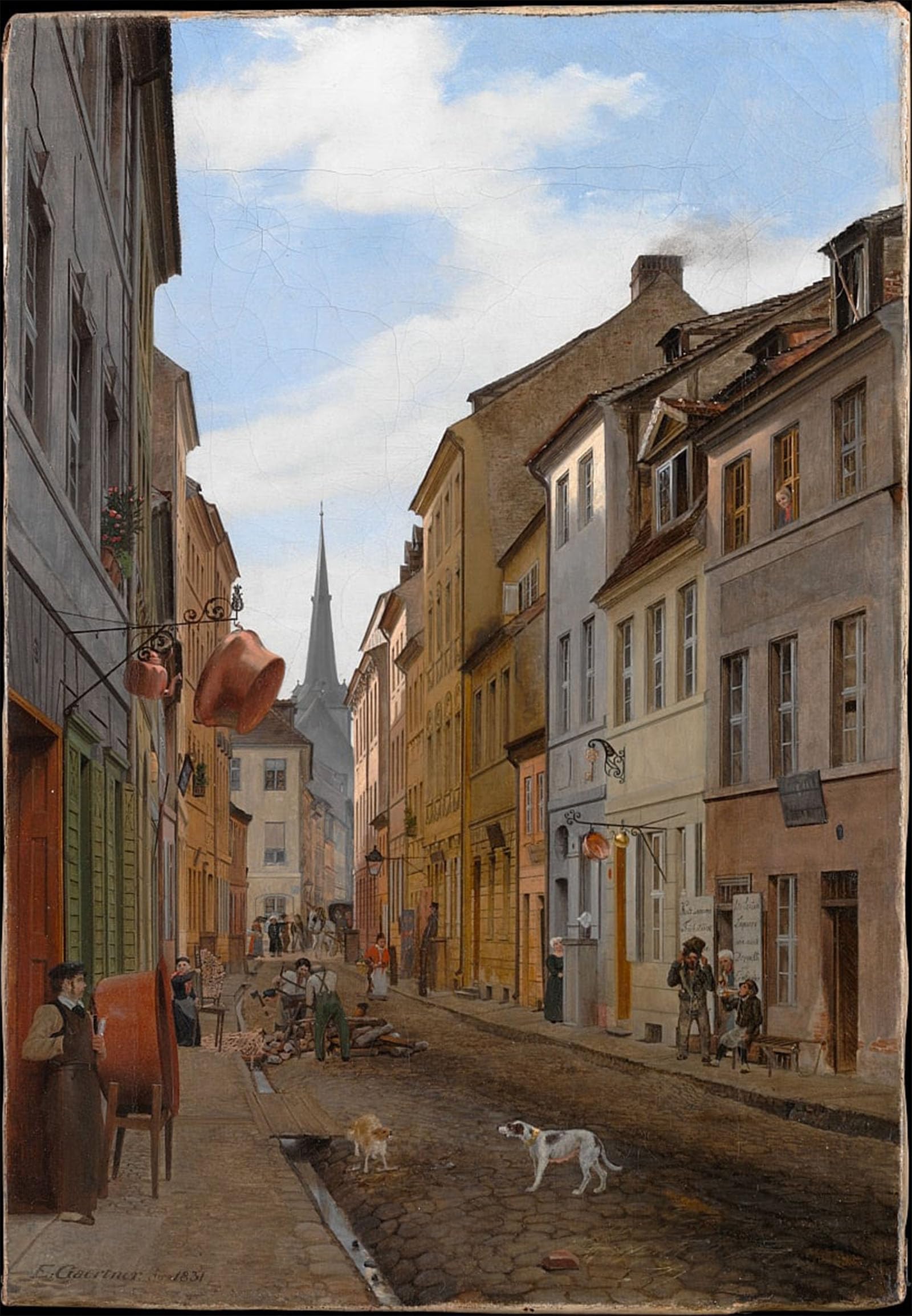 ARTXLXXBN Famous Prints Artwork Pictures Poster Painting Art the Parochial Street by Eduard Gaertner Artwork Landscape Pictures for Home Decor 60x90cm