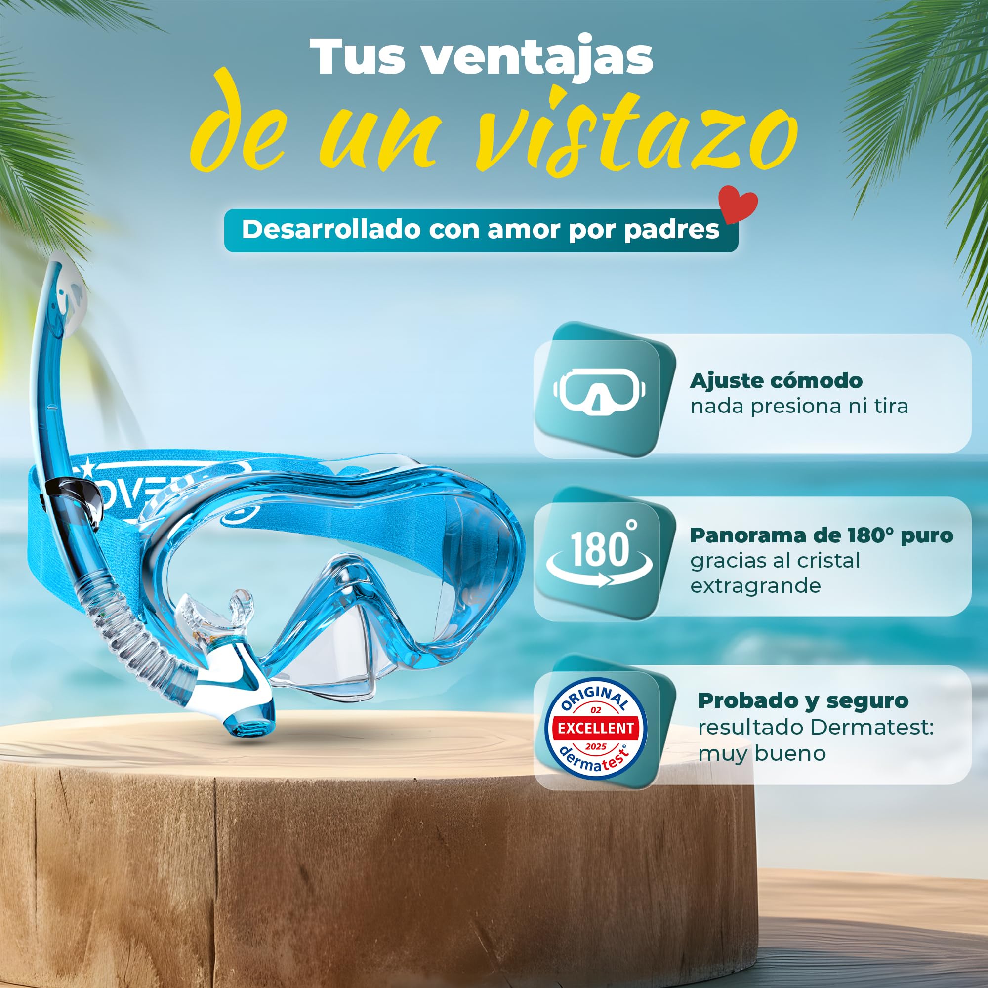 KIDVERSE Gafas Buceo Niña y Niño - Gafas Snorkel - Mascara Buceo con Tubo