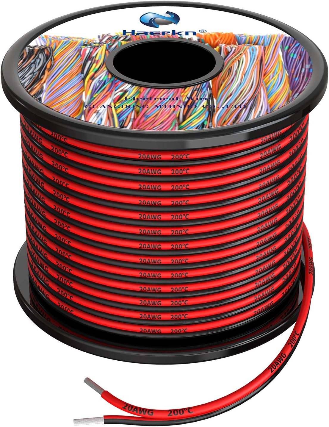 Haerkn 20 awg Silicone Electrical Wire 2 Conductor Parallel Wire line 200ft [Black 100ft Red 100ft] 20 Gauge Soft and Flexible Hook Up Oxygen Free Stranded Tinned Copper Wire