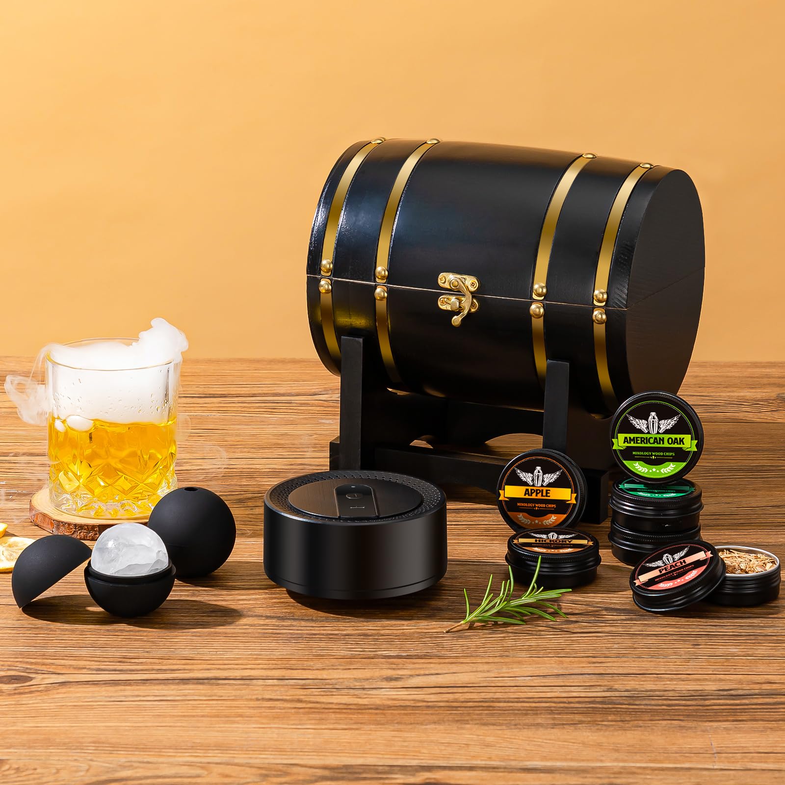 Kit de fumoir électrique pour whisky, Kit de fumoir à cocktail rechargeable avec briquet intégré, éclairage LED et 6 copeaux de bois, kit de fumoir à l'ancienne, idées cadeaux de whisky bourbon Kit de fumoir électrique pour whisky, Kit de fumoir à cocktail rechargeable avec briquet intégré, éclairage LED et 6 copeaux de bois, kit de fumoir à l'ancienne, idées cadeaux de whisky bourbon