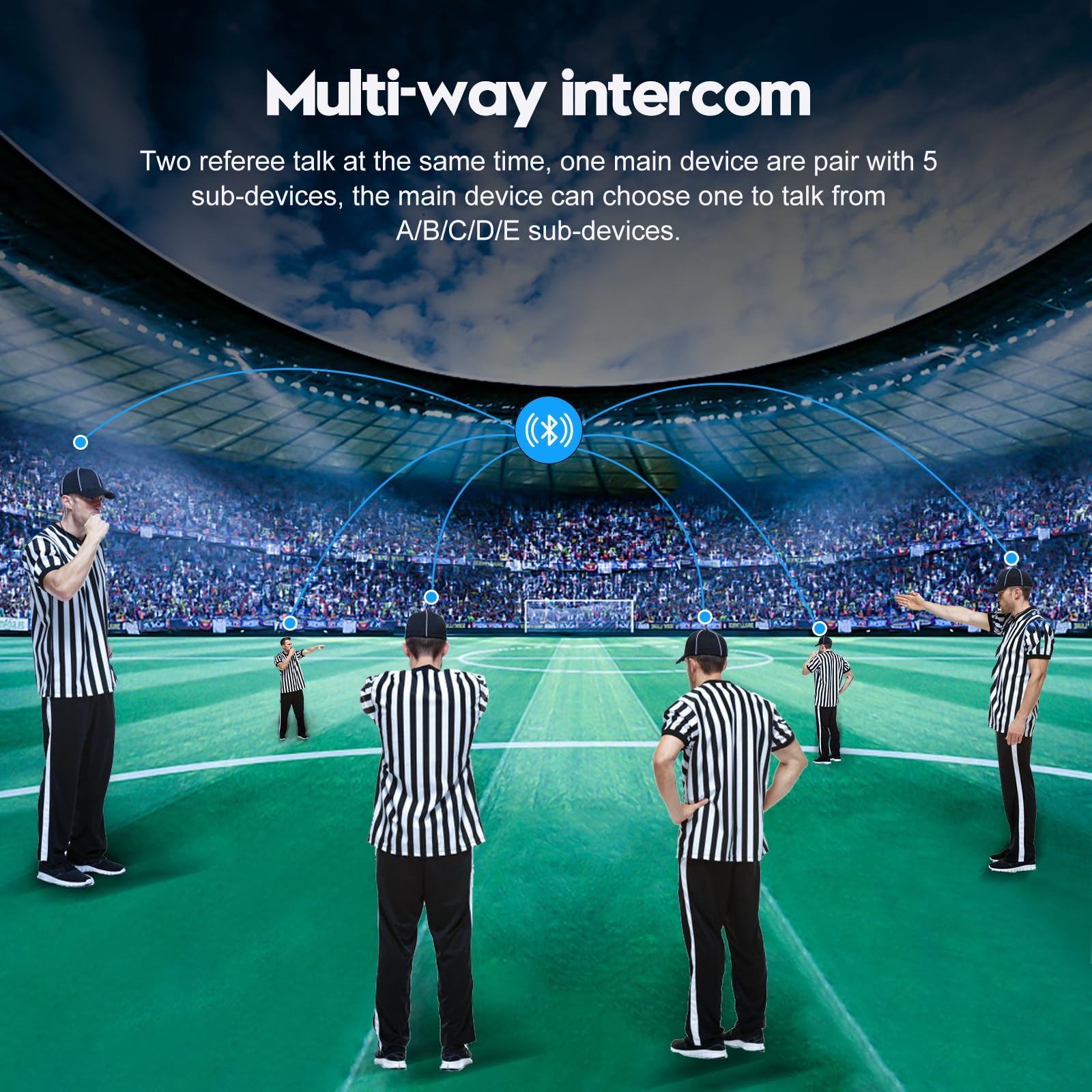 EJEAS V6C Intercomunicador Bluetooth para Árbitro de Fútbol, 800m, 2 Personas, Dúplex Completo