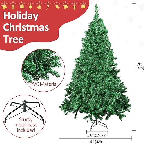 Miniatura 2 de Árbol de Navidad, árbol de Navidad de abeto con bisagras de 7 pies, árbol de Navidad artificial de abeto de PVC de alta calidad con 1000 abetos con