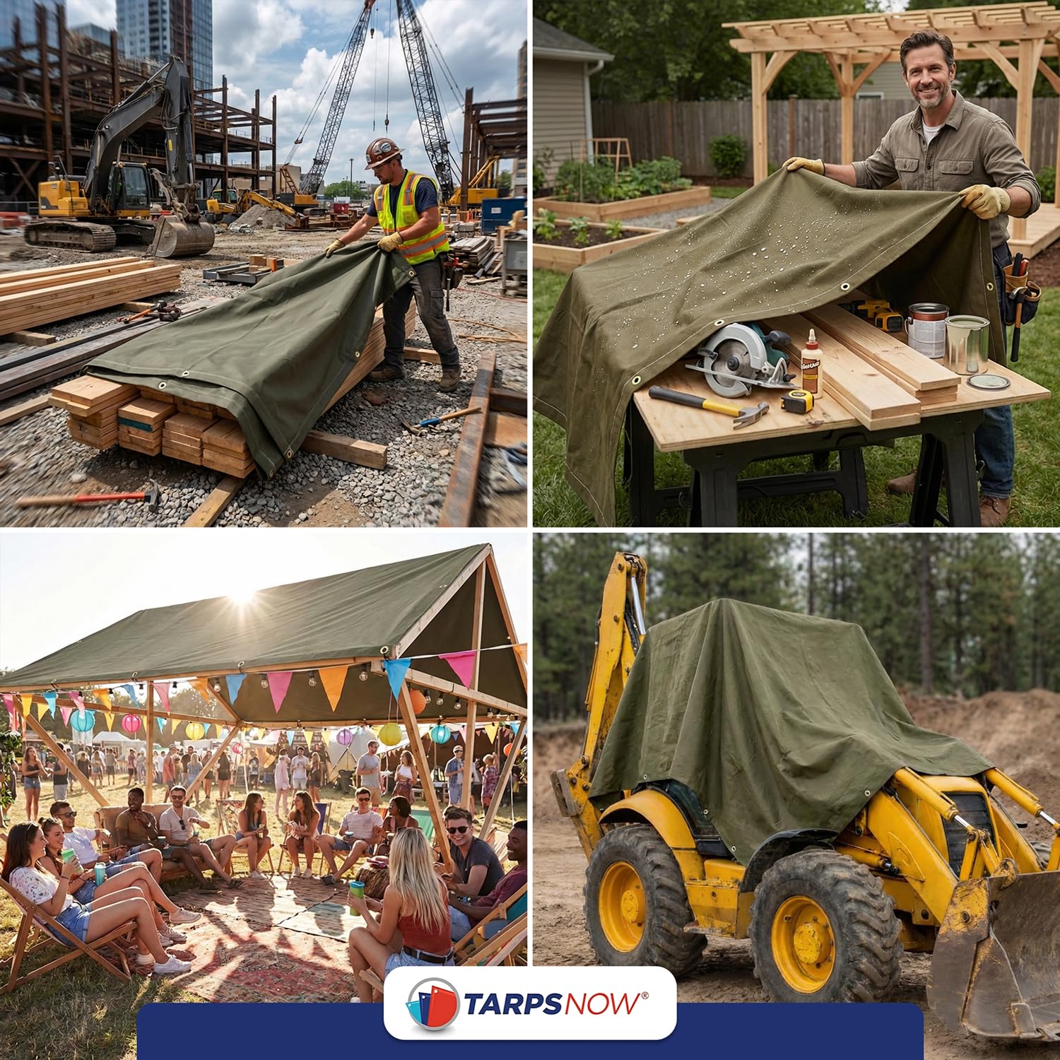 Amazon.com: Tarps Now 14x24 ft Heavy Duty Canvas Tarp, 36 Mil, 16