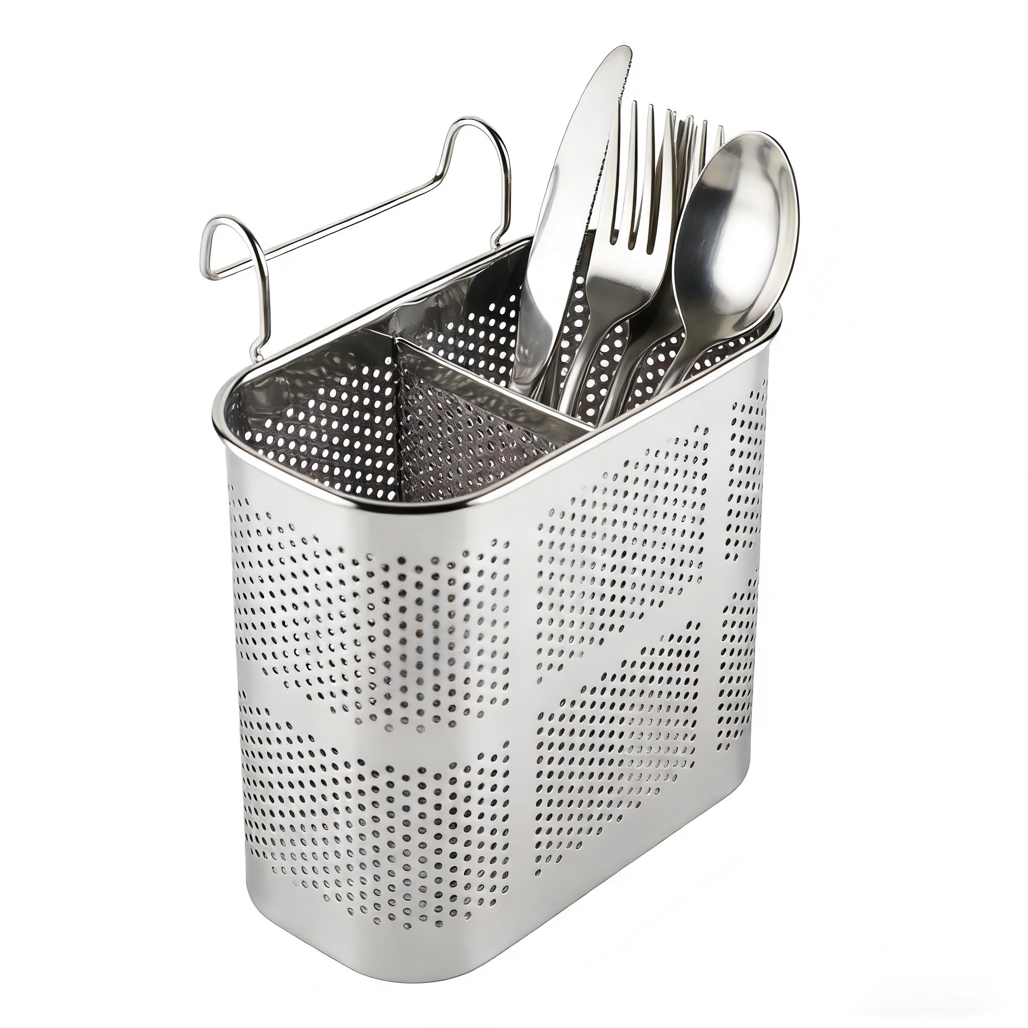 Portautensili da Cucina, 2 Scomparti, Porta Utensili da Cucina in Acciaio Inox, Scolapasta per Posate per La Cucina di Casa