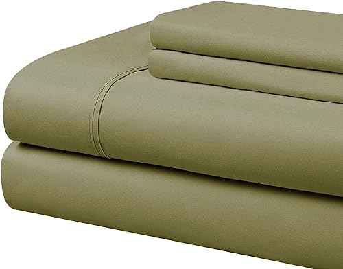 Cathay Home 90GSM set de sábanas sólidas, California King, color negro., Verde salvia, Completo