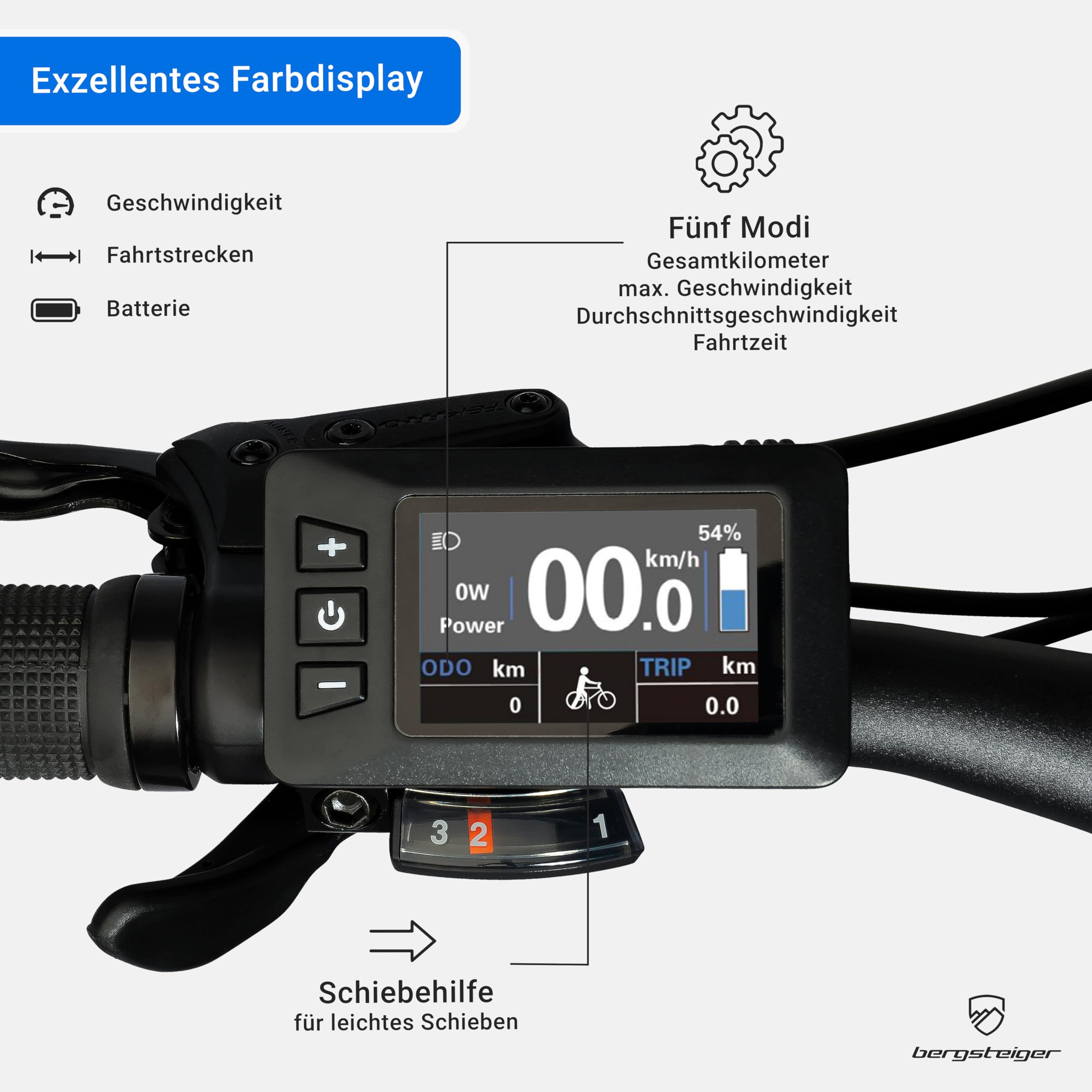 Bergsteiger London 20 Zoll E-Bike Klapprad Faltrad mit Farbdisplay | Starker 250 Watt Motor, 7 Gänge und Scheibenbremsen. Vollintegrierter 468 Wh Akku aus leichtem Alu für Damen & Herren.
