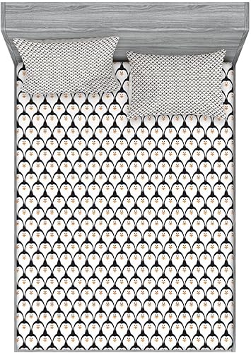 Ambesonne Penguins - Juego de sábanas bajeras y fundas de almohada, patrón repetido de divertidas criaturas árticas, estampado animal, juego