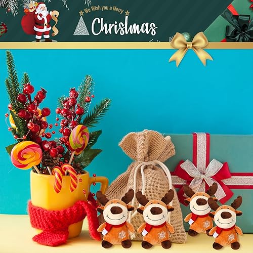 Miniatura 3 de Liliful Paquete de 16 juguetes de peluche de alce de Navidad de 8 pulgadas, animales de peluche suaves, de ciervo, juguetes de peluche para niños y