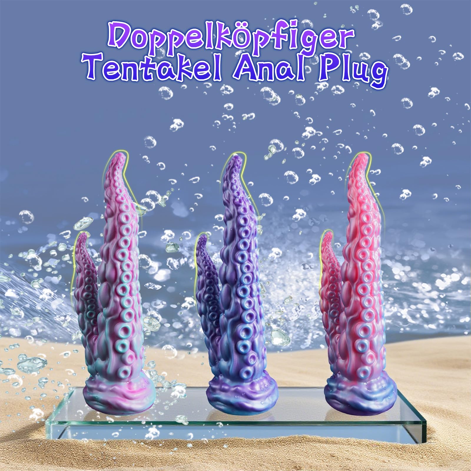 AMAZBEE Dildo a tentacoli Polpo Plug anale Trainer Sex Toy Monster Stretching G Spot Massaggio prostatico Dilatatore in silicone a doppia faccia (Pink)