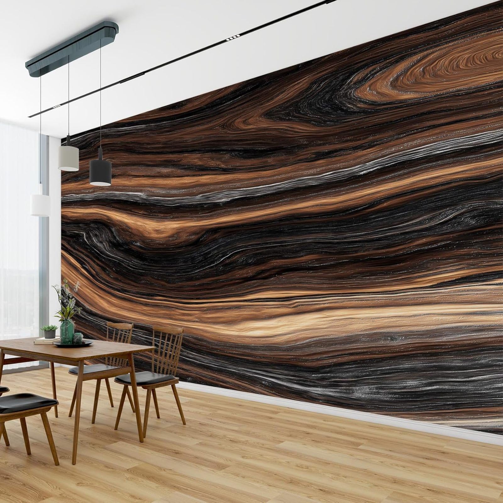 hgjdjhnf 3D Wood Grain Wallpaper Brown Black Wood Effect Living Room Bedroom Children's Room Wall Decoration Motif Wallpaper,300cmx210cm
