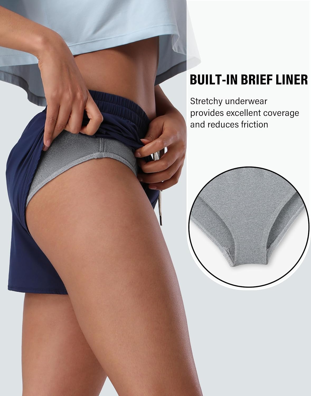 Pioneer Camp Womens Athletic Shorts with Liner 4" Quick Dry Running Gym Shorts Workout Stretchy Active Shorts with Zip Pocket - Image 3