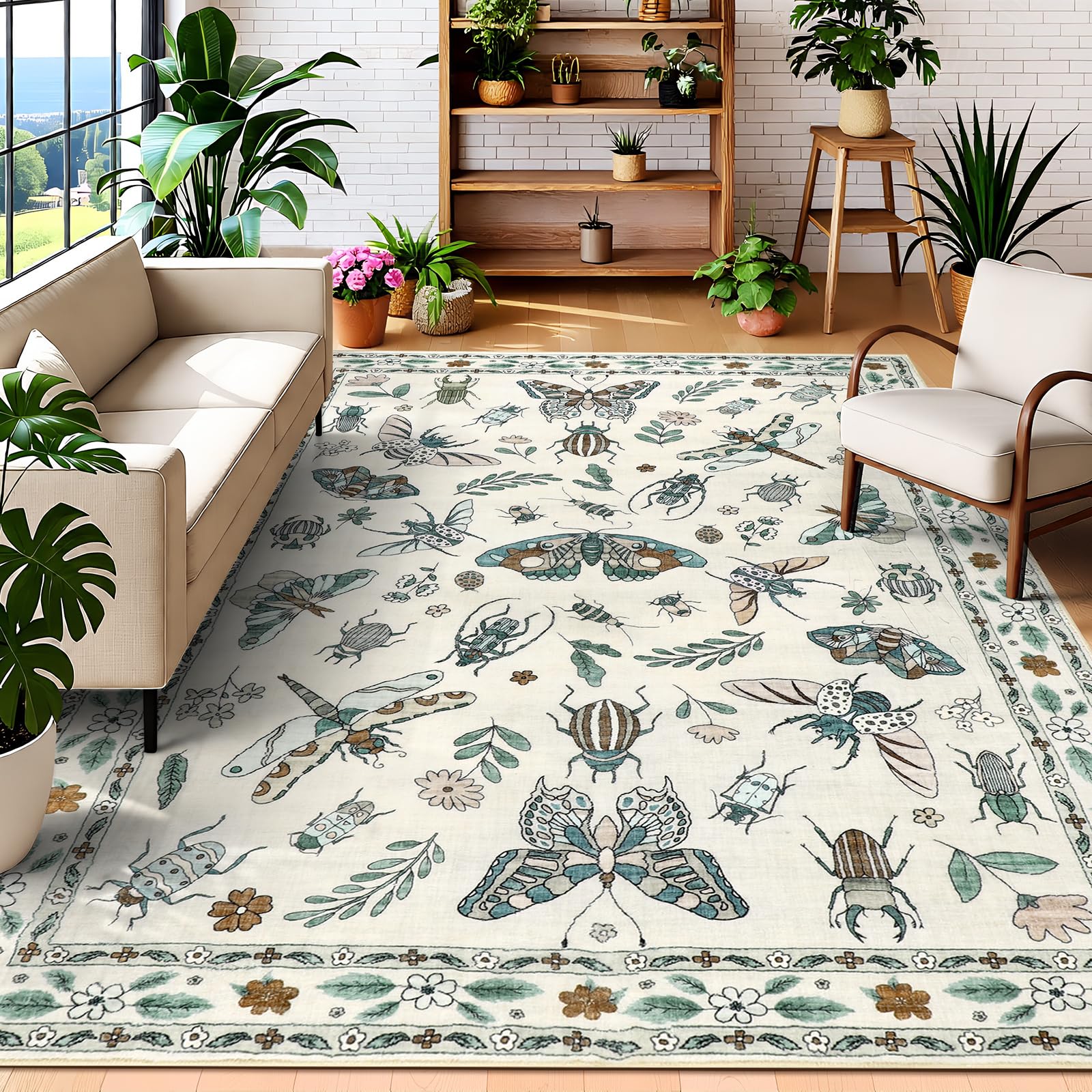 Tapis anti-tache lavable famibay en fausse laine pour un entretien facile au salon
