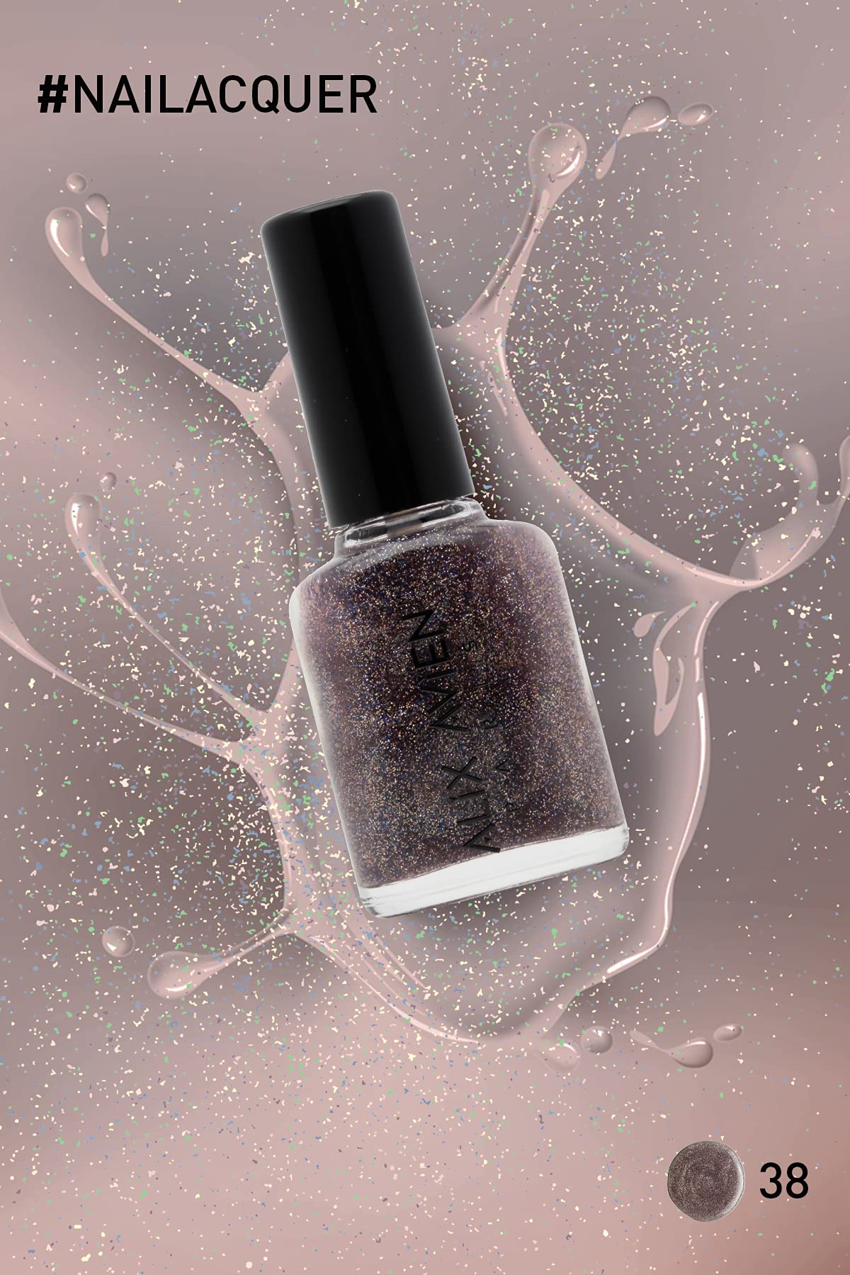 ALIX AVIEN Simli Oje 38 - Yüksek Pigmentli Uzun Süreli Kalıcılık Hızlı Kuruma - Nail Lacquer 38
