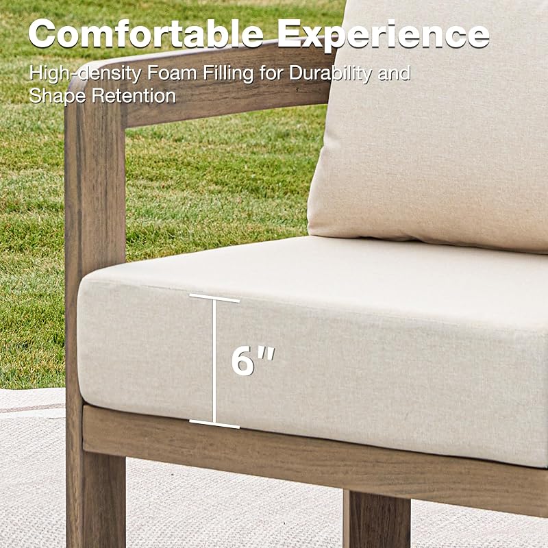COMLAX FIELD Metal Outdoor Patio Chairs Set of 2 with 6 Inch Cushions,Beige image 4