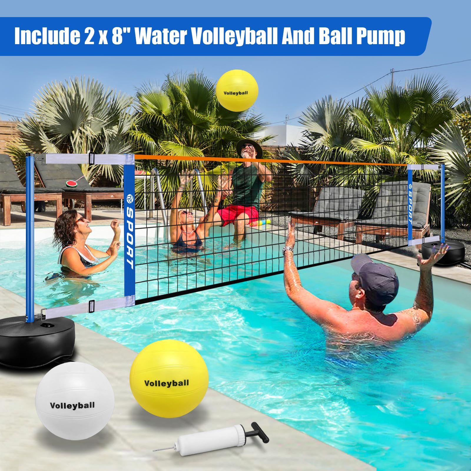 Rete da pallavolo da biliardo con 2 pallavolo acquatico