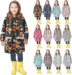 Dinosaur Rain Jacket Children Girls Boys with Reflective Long Raincoat Waterproof Rain Jacket Hood Raincoat Cute Animal Print Rain Poncho