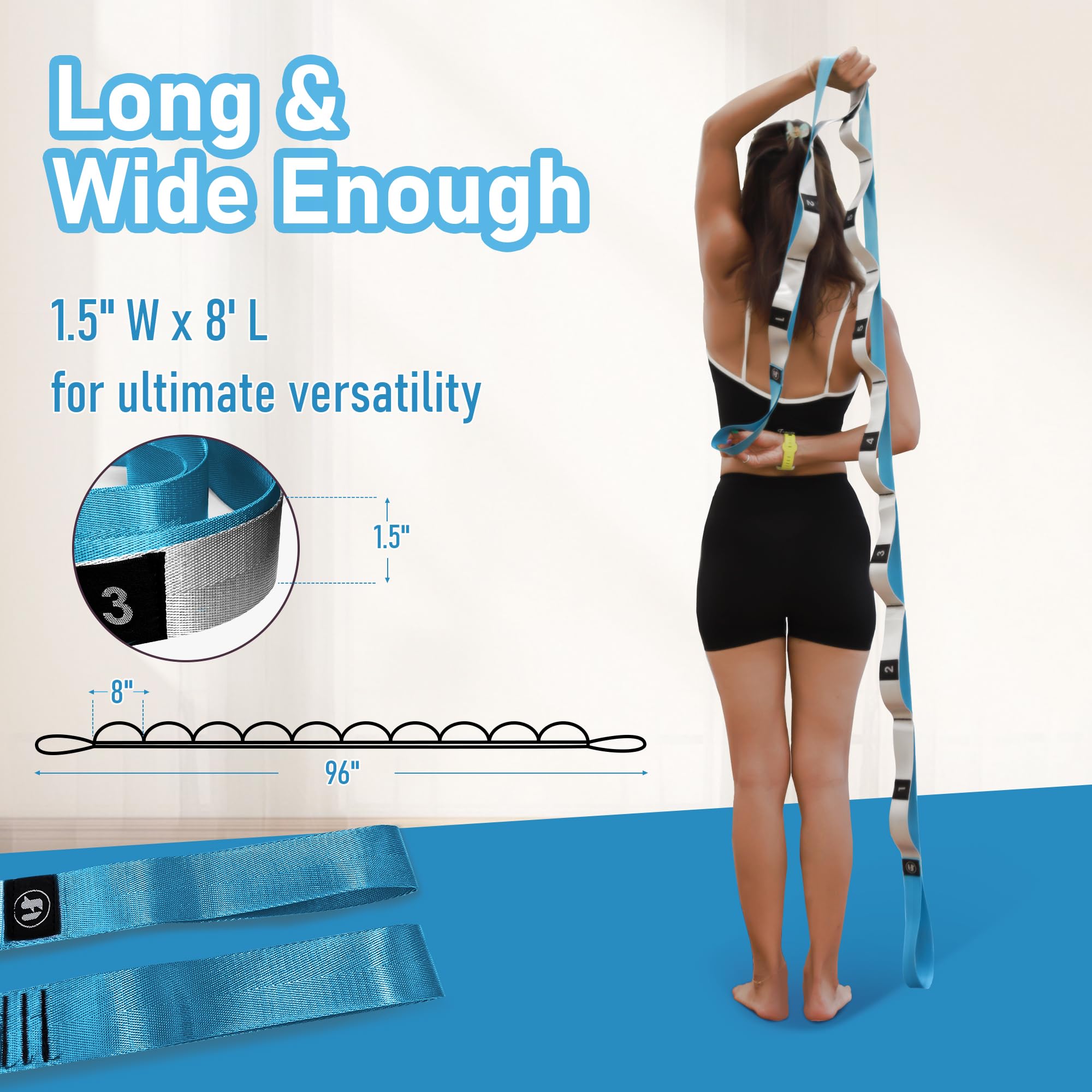 Foyer Nuage Bandes extensibles pour exercice, yoga, pilates, danse, gymnastique - 3,8 cm x 2,45 m - Noir
