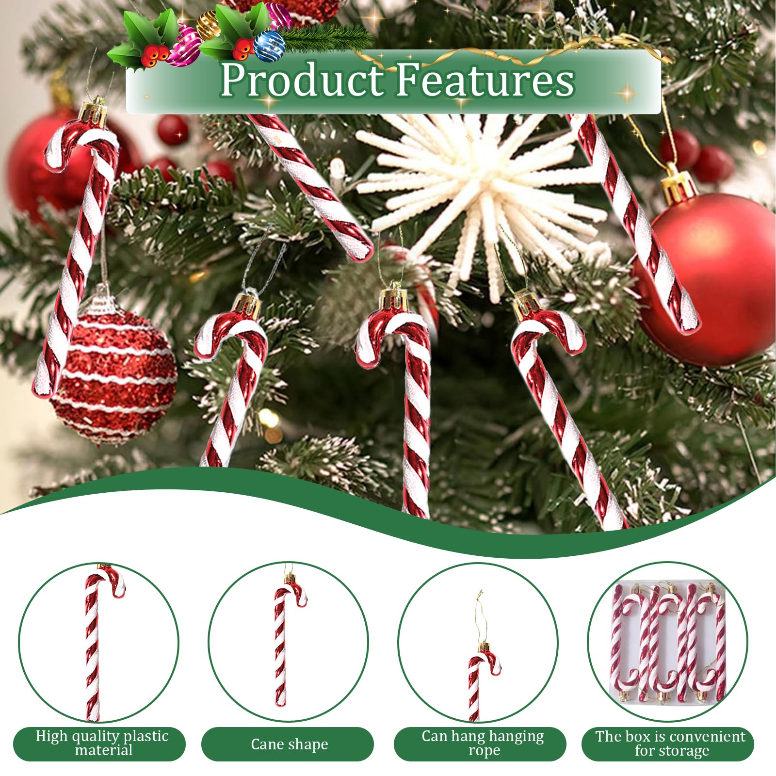 12 Piezas De Purpurina Bastones Caramelo 14 CM Navidad Rojo Plateado Bastón Caramelo Navidad Bastones De Caramelo Adorno Christmas Decorations Adornos Arbol