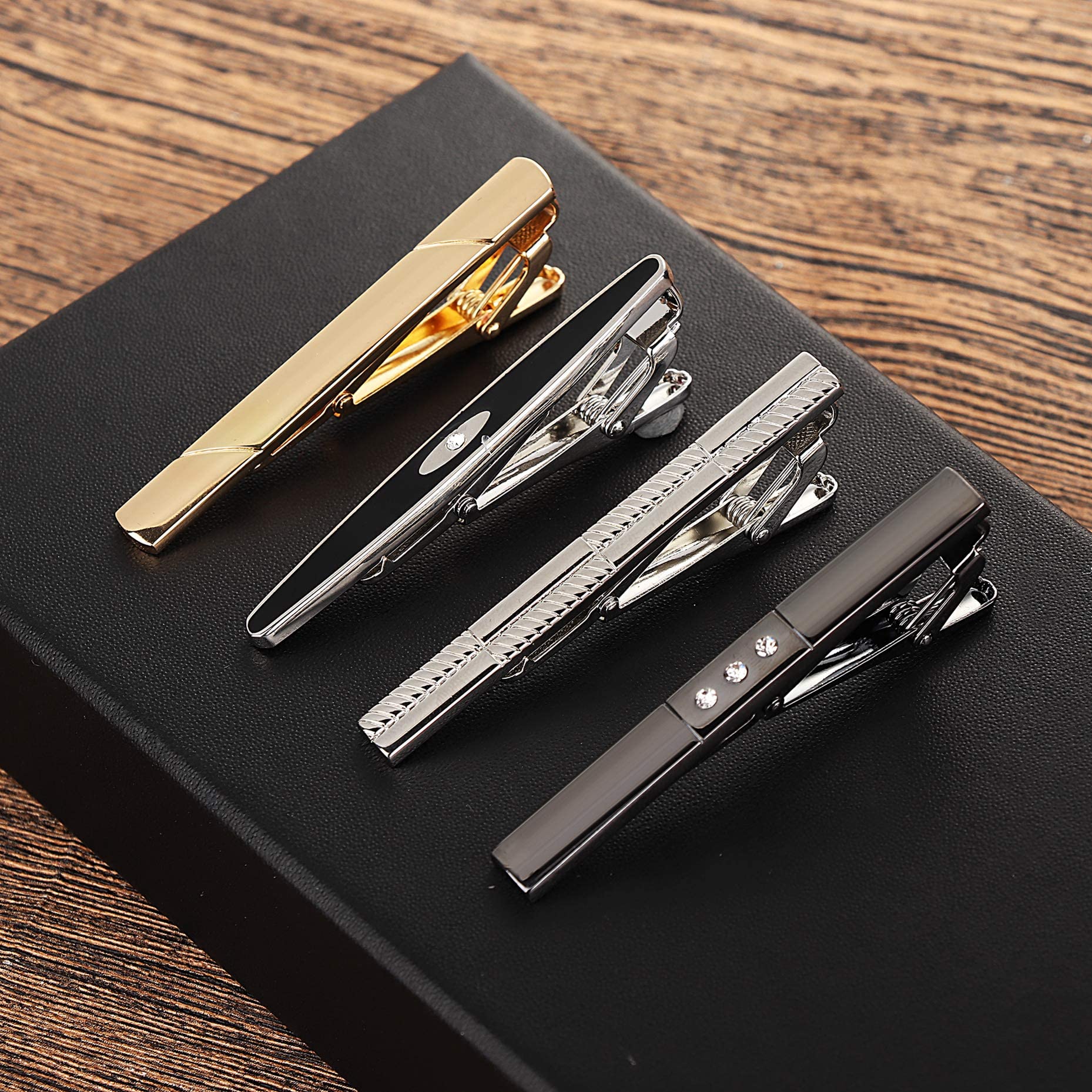 JeweBella 10/12 Pièces Pince à Cravate Bouton de Manchette Homme Classique Cravate Bar Clips Set Affaires Mariage Cravate Ensemble Boîte Cadeau