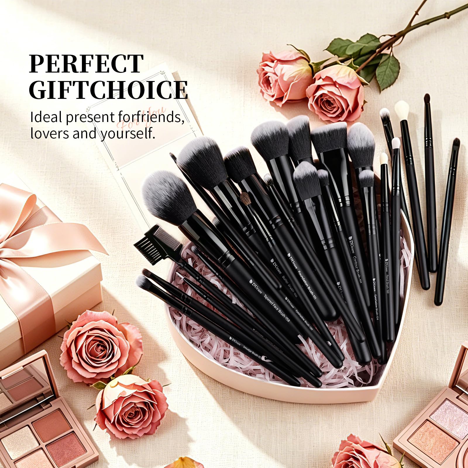DUcare 27 Pinceaux Maquillage Professionnels Set Pinceaux Premium avec Poils Synthétiques pour Makeup Cosmétiques, Inclus Pinceaux à Fond de teint, Blending, Blush, Eyeliner et Fard à Paupières