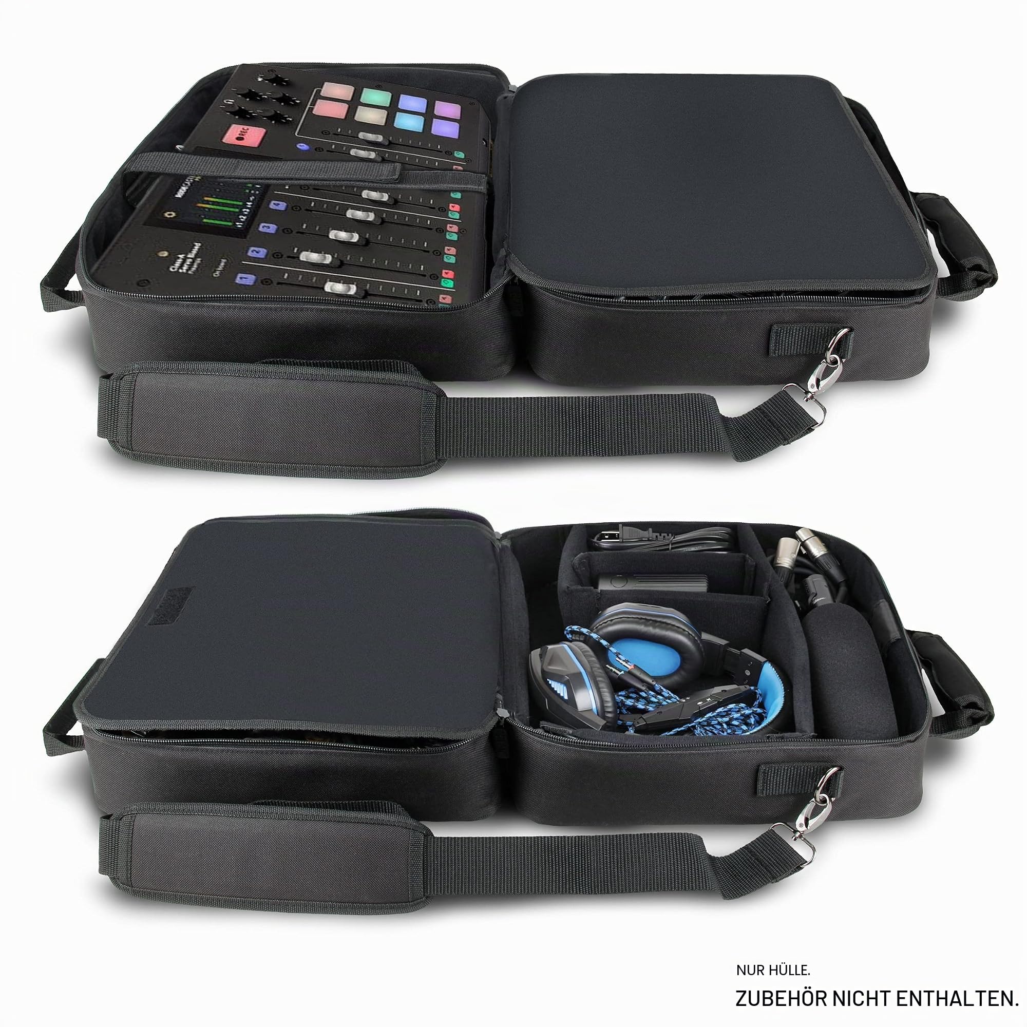 USA Gear Audio-Mixer-Tasche – Podcast-Mixer-Reisetasche mit Kratzfester Innenseite und Anpassbarer Aufbewahrung – Kompatibel mit RODECaster Pro, RODECaster Pro II und Mehr Geräten (Schwarz)