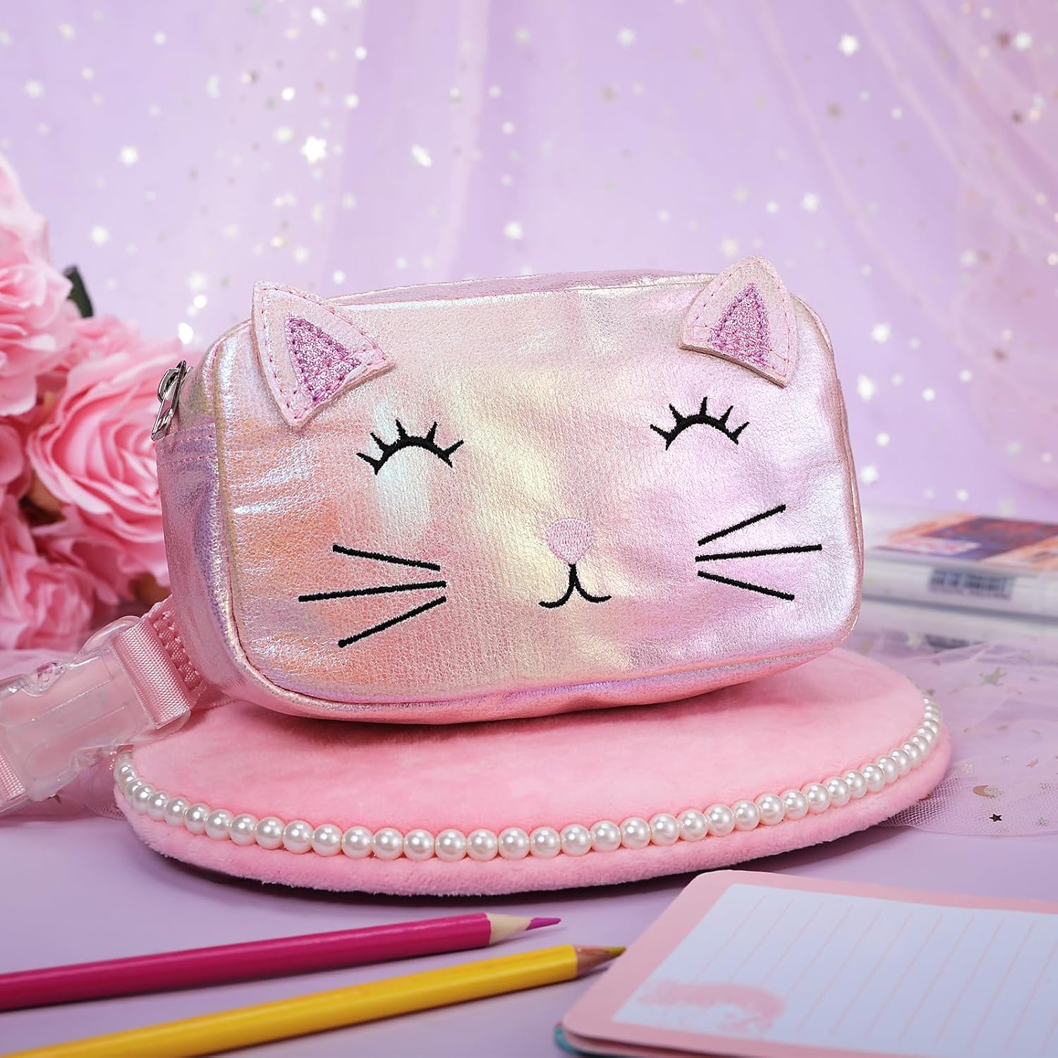 PinkSheep Kids Fanny Pack Girls, Children Cat Waist Pack, Belt Bag for Girls Girls Bag, Adjustable Belt for Children Sport Running, Camping, Trip - Image 5