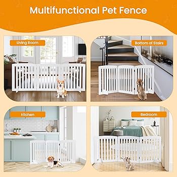 CHIEN　1001 Amazon.com: ZENY 24 Inch Pet Dog Gate, Foldable Freestanding