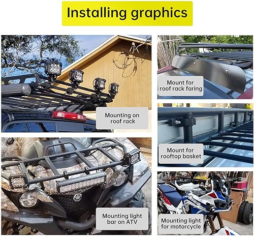 Miniatura 5 de Abrazaderas de tubo  Paquete de 4, abrazadera de barra horizontal de 1.625 pulgadas, 1.75 pulgadas, 1.875 pulgadas, 2.0 pulgadas, abrazadera de