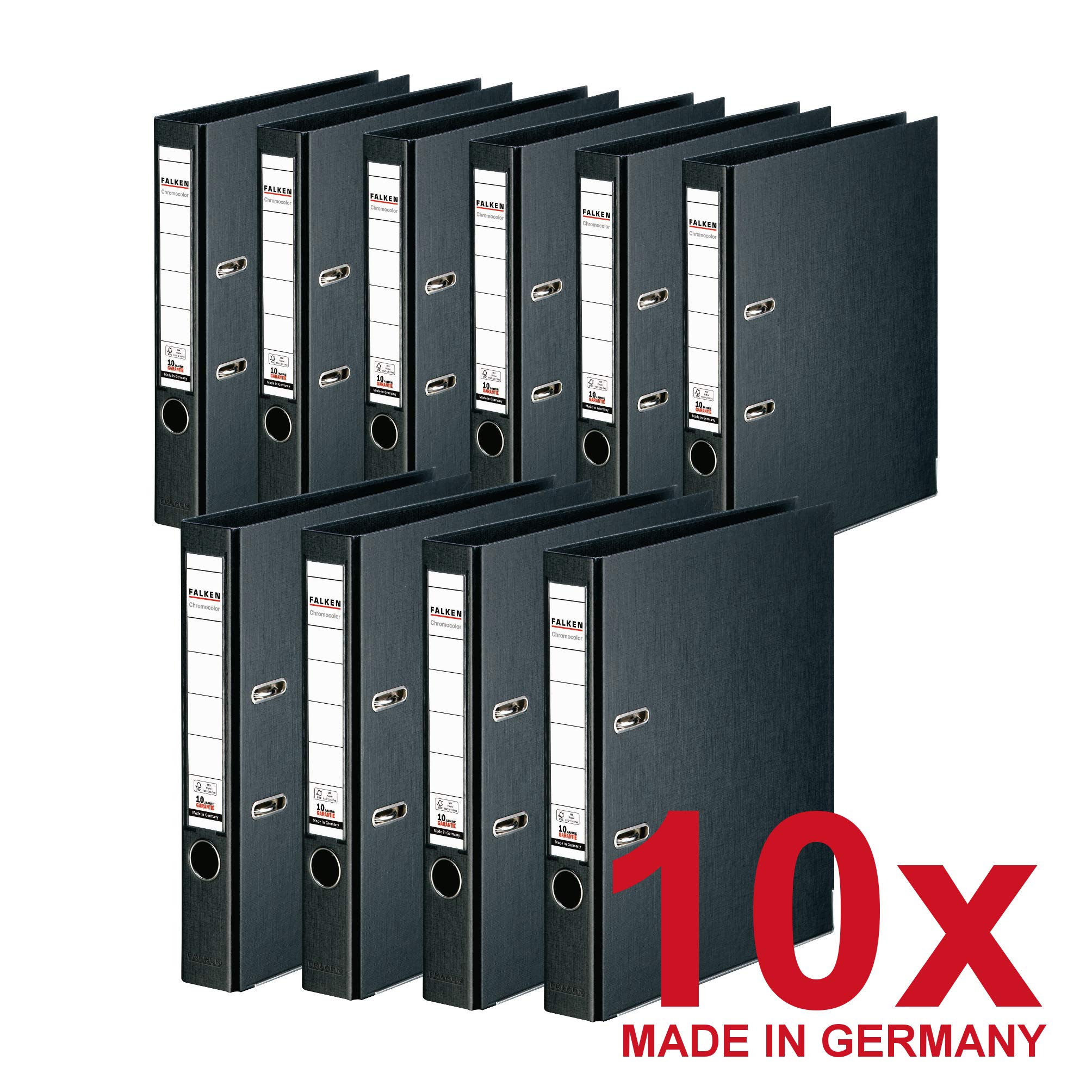 DINOR™ Classeurs Avec Des Couvertures Papier Marbré/noir, Dos De 5 Cm DIN A4, Lot De 10- Fabriqué En Allemagne - Classeurs Avec Certificat Ange Bleu