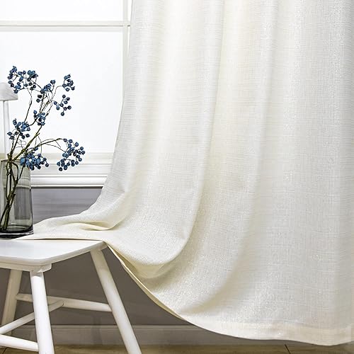 Miniatura 5 de Cortinas doradas y crema de 108 pulgadas de largo para piso a techo, 2 paneles con ojales, cortinas semitransparentes con ojales de eficiencia