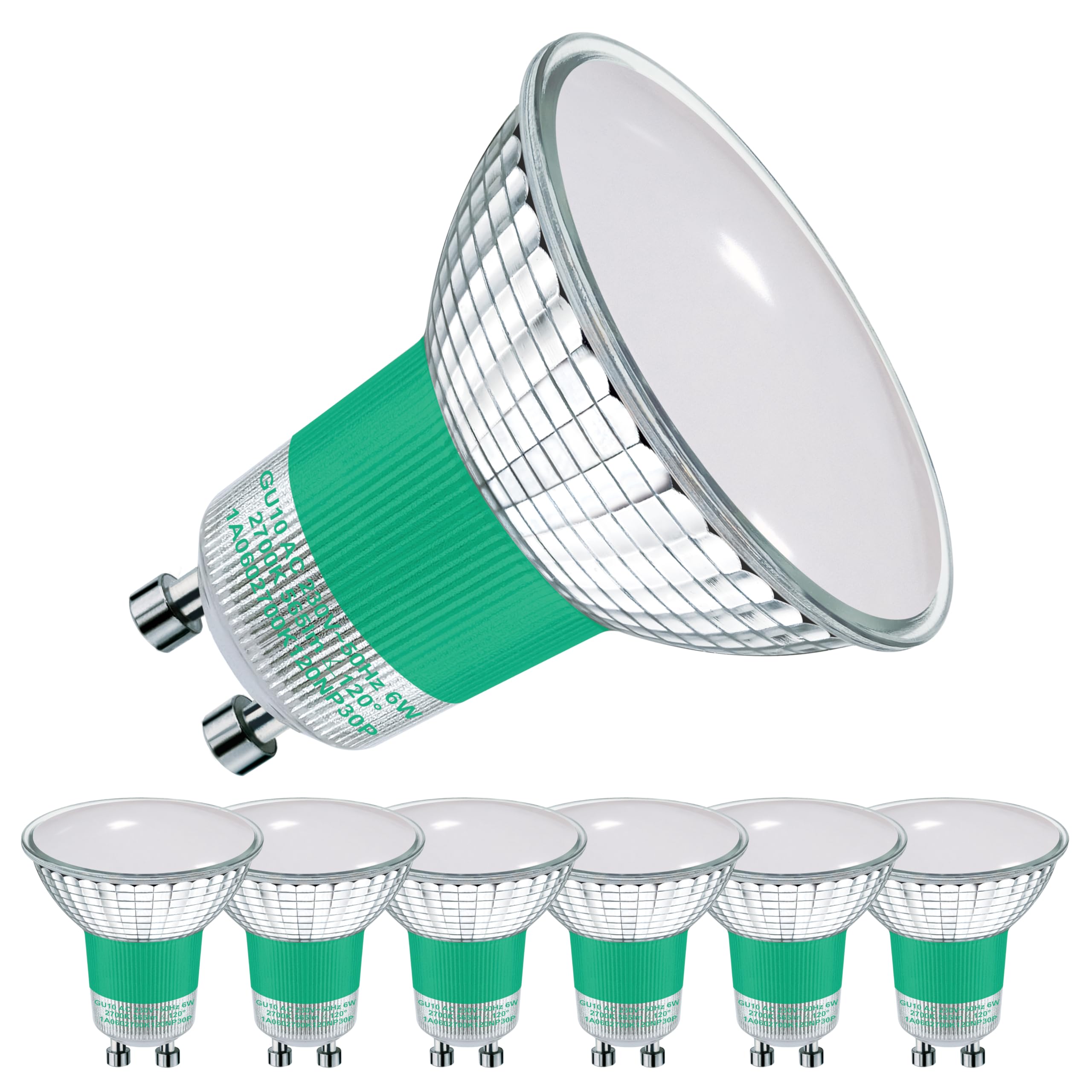 EACLL GU10 LED Lampen, 4/6/10er-Pack, 2700K 3000K 4000K 6000K 6W Ersetzt Halogen Leuchtmittel, Flimmerfrei, Abstrahlwinkel 120°, Nicht Dimmbar Reflektorlampen