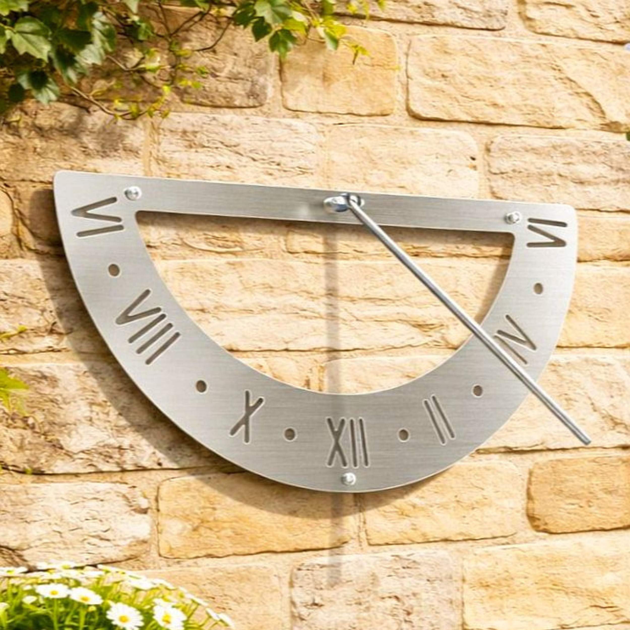 DanDiBo Meridiana da giardino da parete in acciaio inox, 70 cm, antiruggine, 96687, orientabile, resistente alle intemperie, per esterni, moderno, in metallo