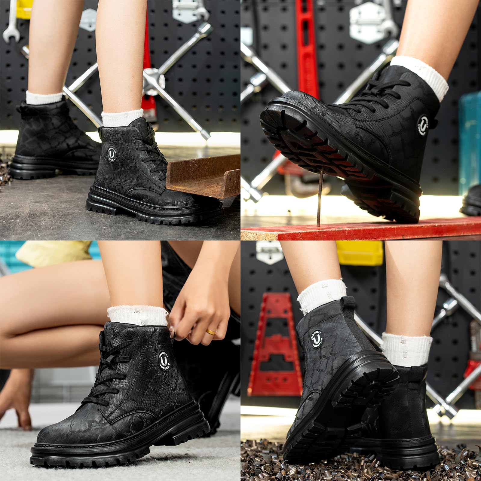 Sicherheitsschuhe Damen Leicht Bequem Arbeitsstiefel mit Stahlkappe Wasserdicht rutschfest Arbeitsschuhe Atmungsaktiv