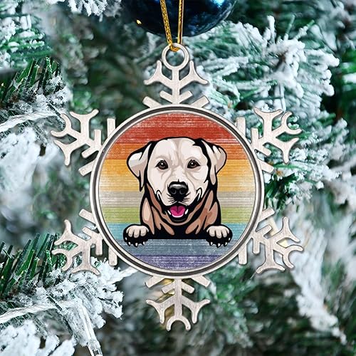 Miniatura 72 de Presa Canario Tree Decoration Ornament - Christmas Snowflake Ornament - Dog Lover Mom Gift Peeking Dog Snowflake Metal Ornaments for Xmas Tree LGBTQ