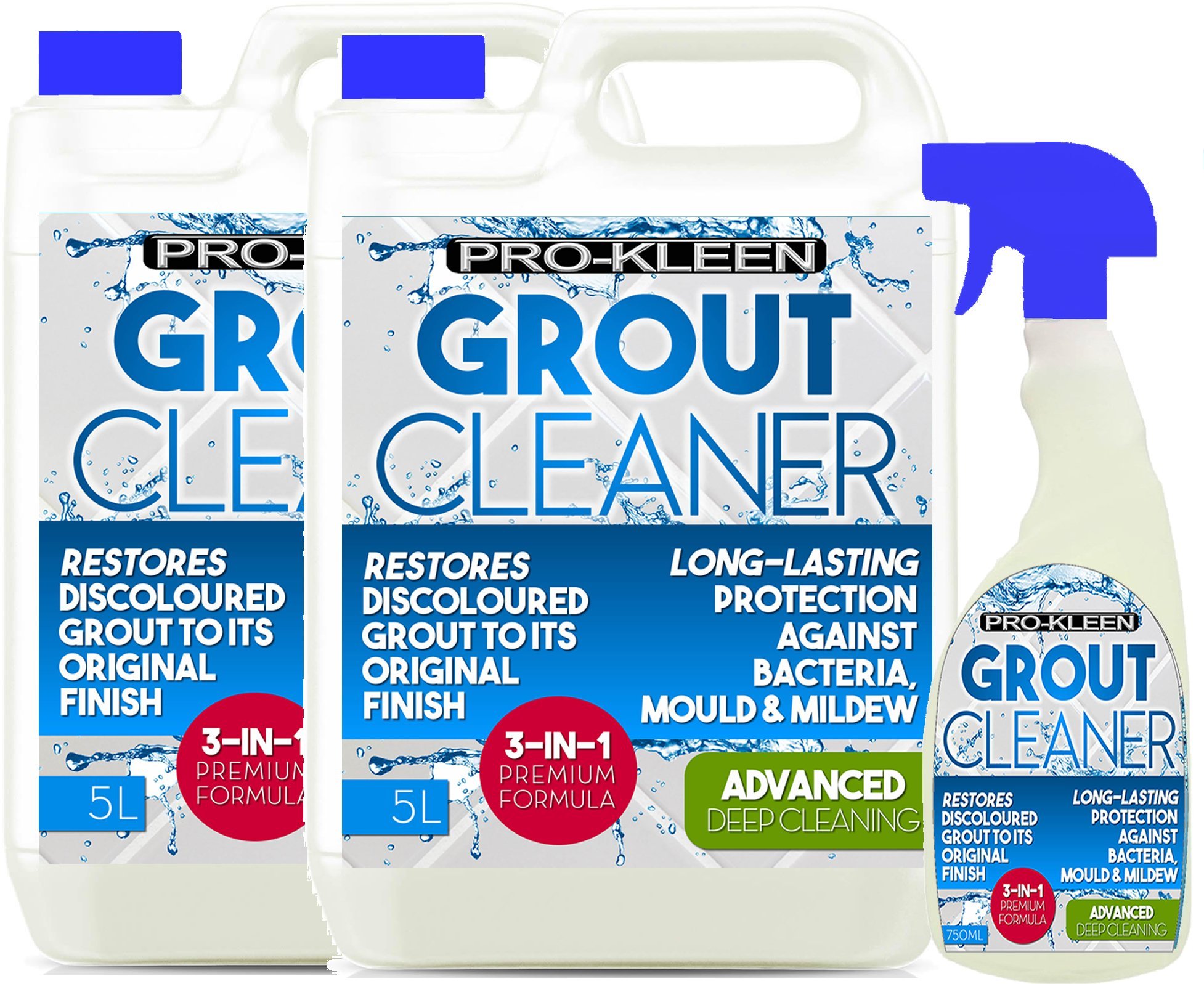 Pro-Kleen Brown/Black/Light 10L + 750Ml Tile Grout Cleaner Restorer Reviver For Kitchen And Bathroom