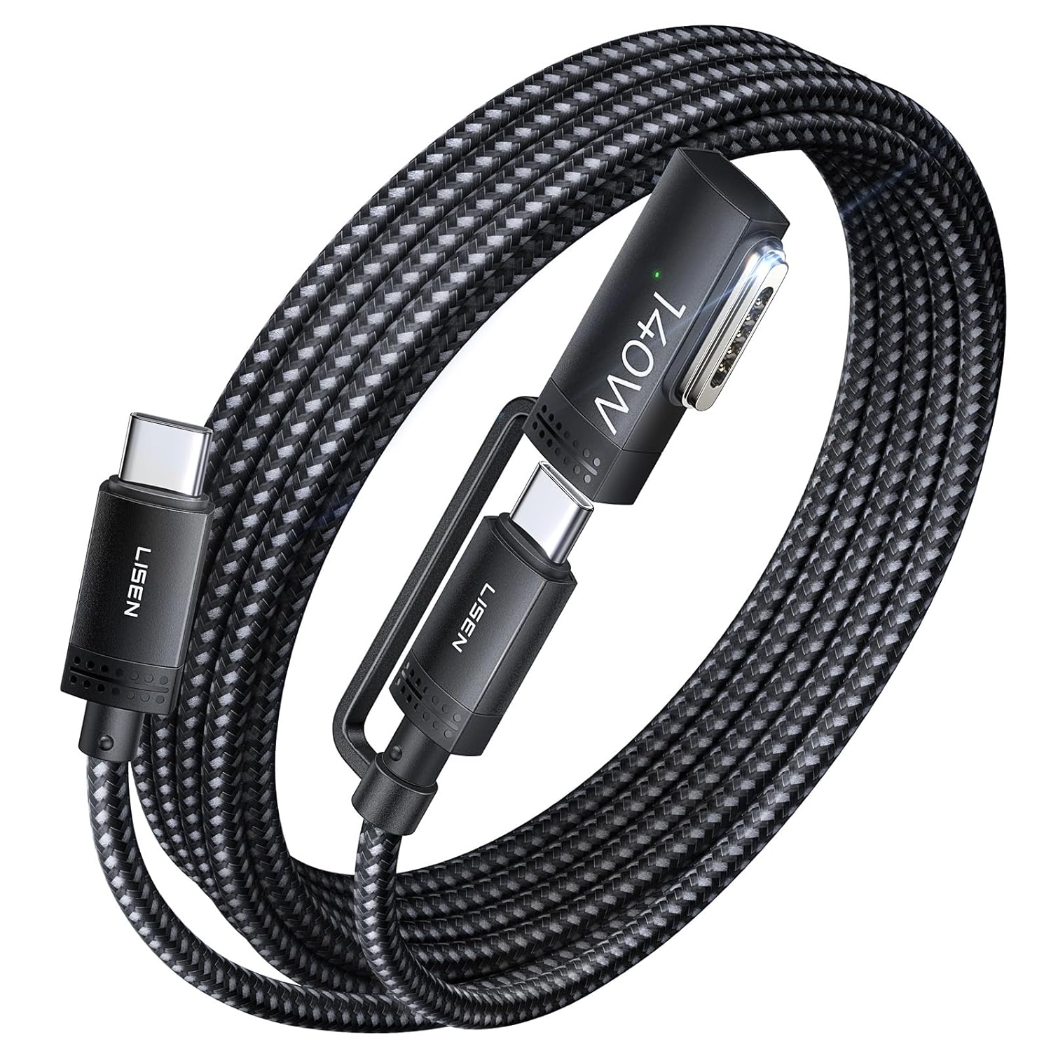LISEN 140W USB-C to Magnetic 3 Cable (6.6FT, Midnight), 480Mbps Data Transfer MacBook Air Charger Gen 3 Cord, MacBook Charger Magnetic Safe 3 Fit for Macboo k Air 15" 13" M3/Pro 14" 16" 2024