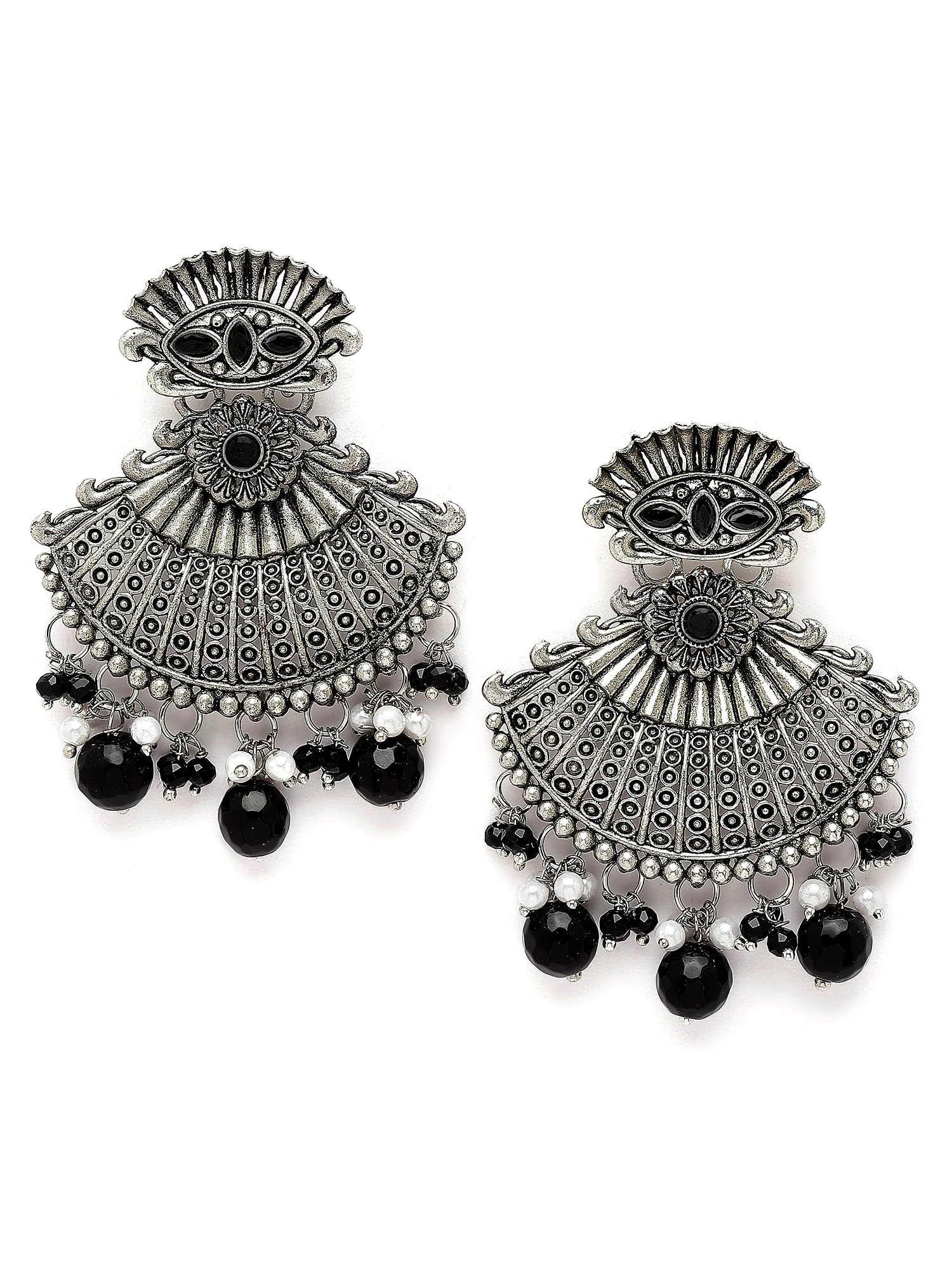 Karatcart Oxidised Silver Black Beads and Stone Studded Dangler Earring for Women (B0CJVCJFCM) Amazon Price History, Amazon Price Tracker