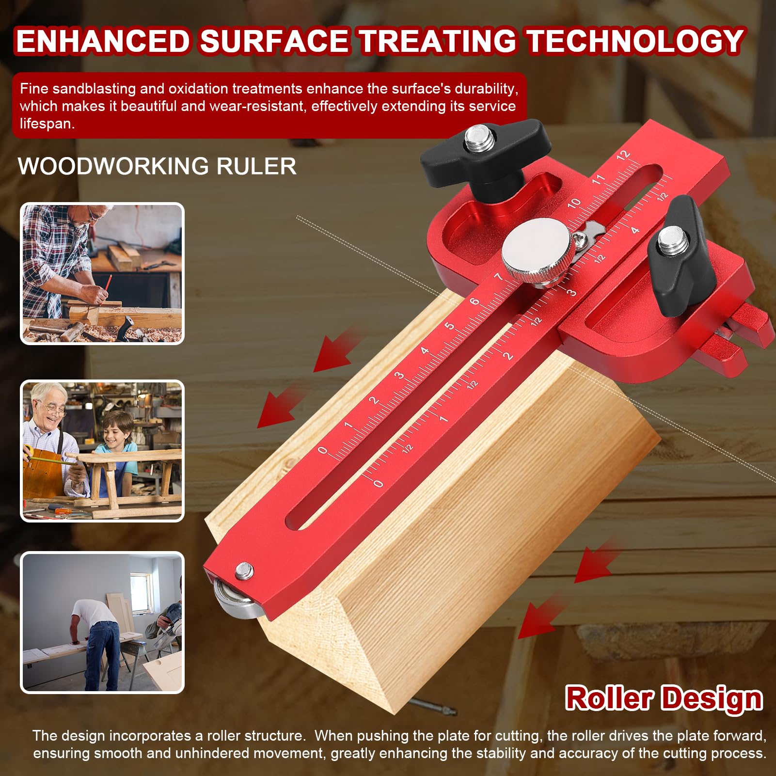 Uadme Thin Rip Jig Table Saw Jig Guide, Aluminum Alloy Extended Adjustable Positioning Fixing Tool for 0-120mm T Slot - Image 3
