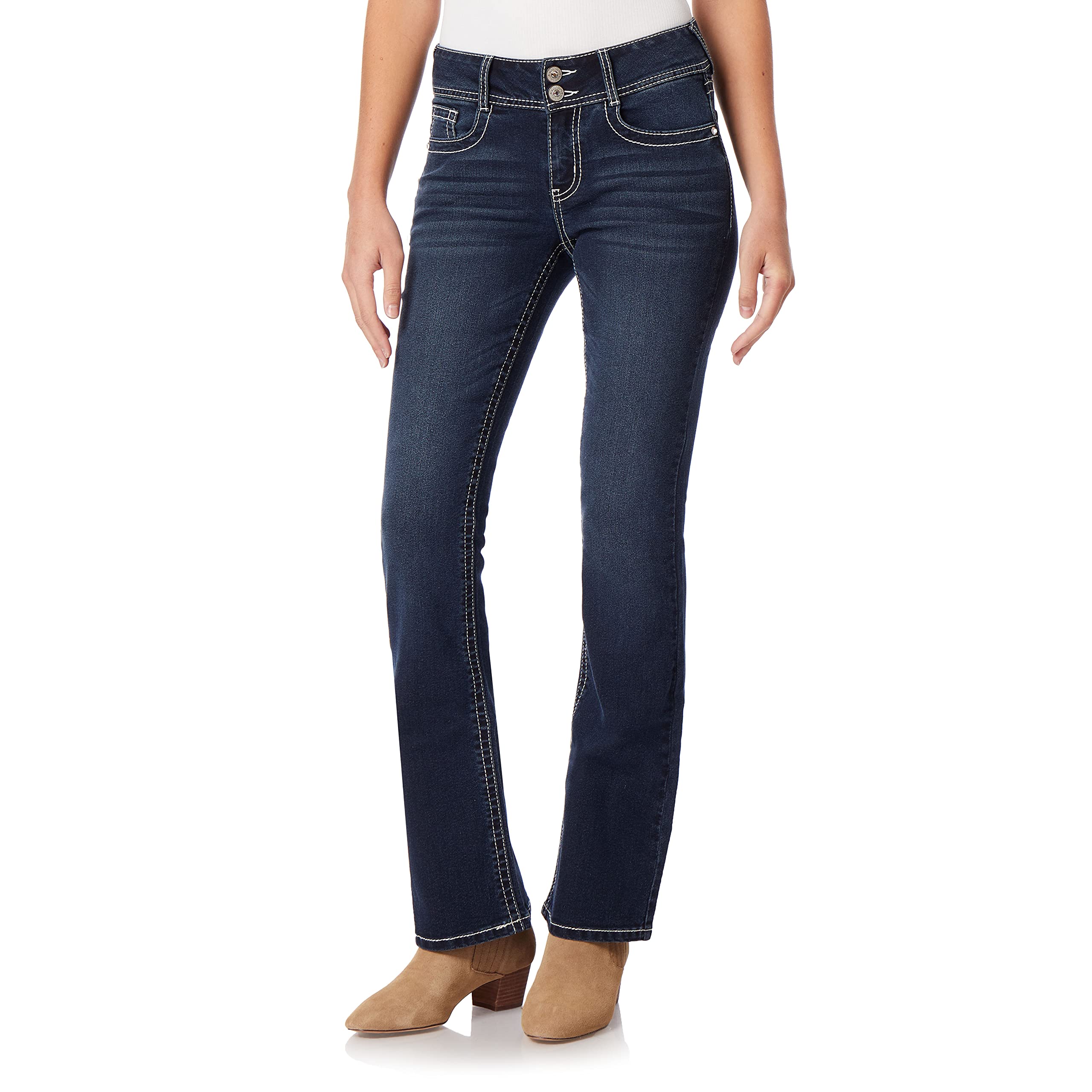 WallFlower Women's Luscious Curvy Bootcut Mid-Rise Insta Stretch Juniors Jeans (Standard and Plus), Evan, 13