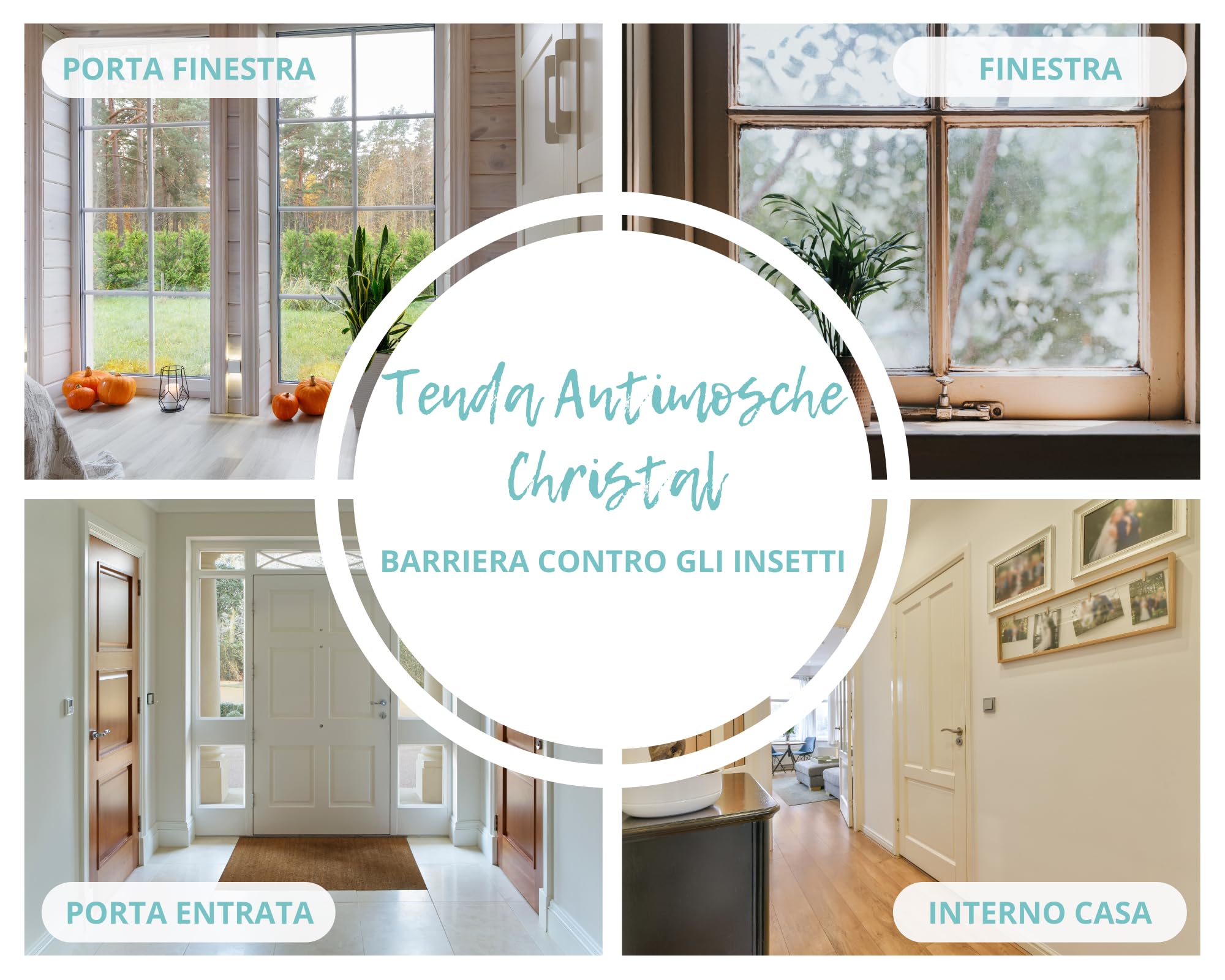 Tata Home Tenda Antimosche Perline a Goccia per Porta Finestra a Pannello Moschiera con Catenelle da Esterno Tenda Divisoria da Interno Misura 120x220 cm Trasparente-Marrone Mod. Christal