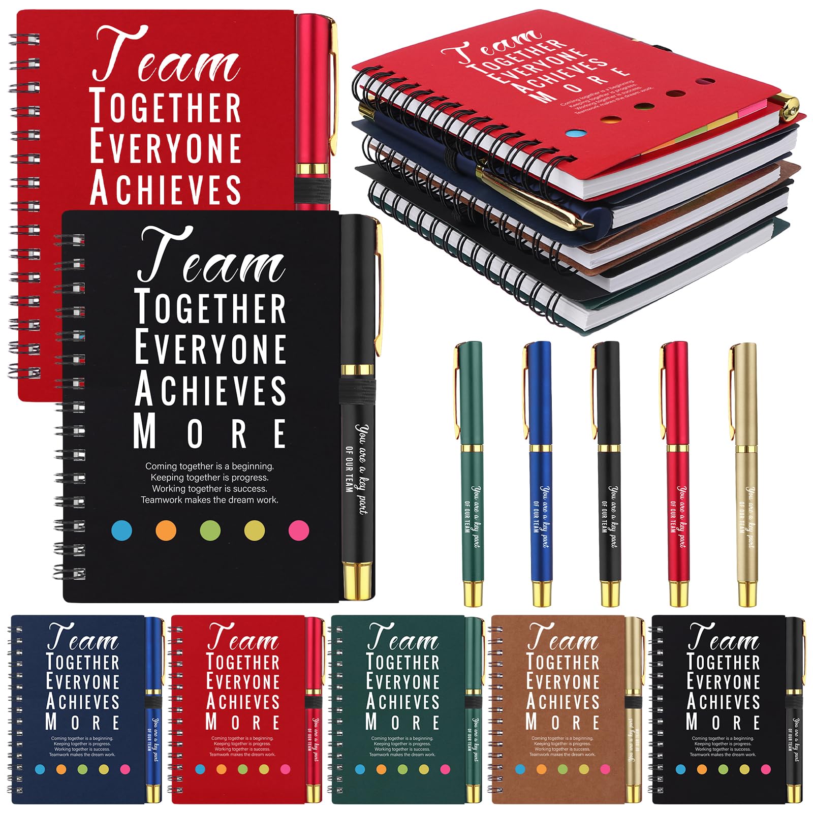 Augenstern 5 Sets Team Appreciation Gifts Bulk for Employees Motivational Team Spiral Notebooks Inspirational Ballpoint Pens Thank You Gifts for Coworkers Colleagues Teacher Nurse Staff Team Gift