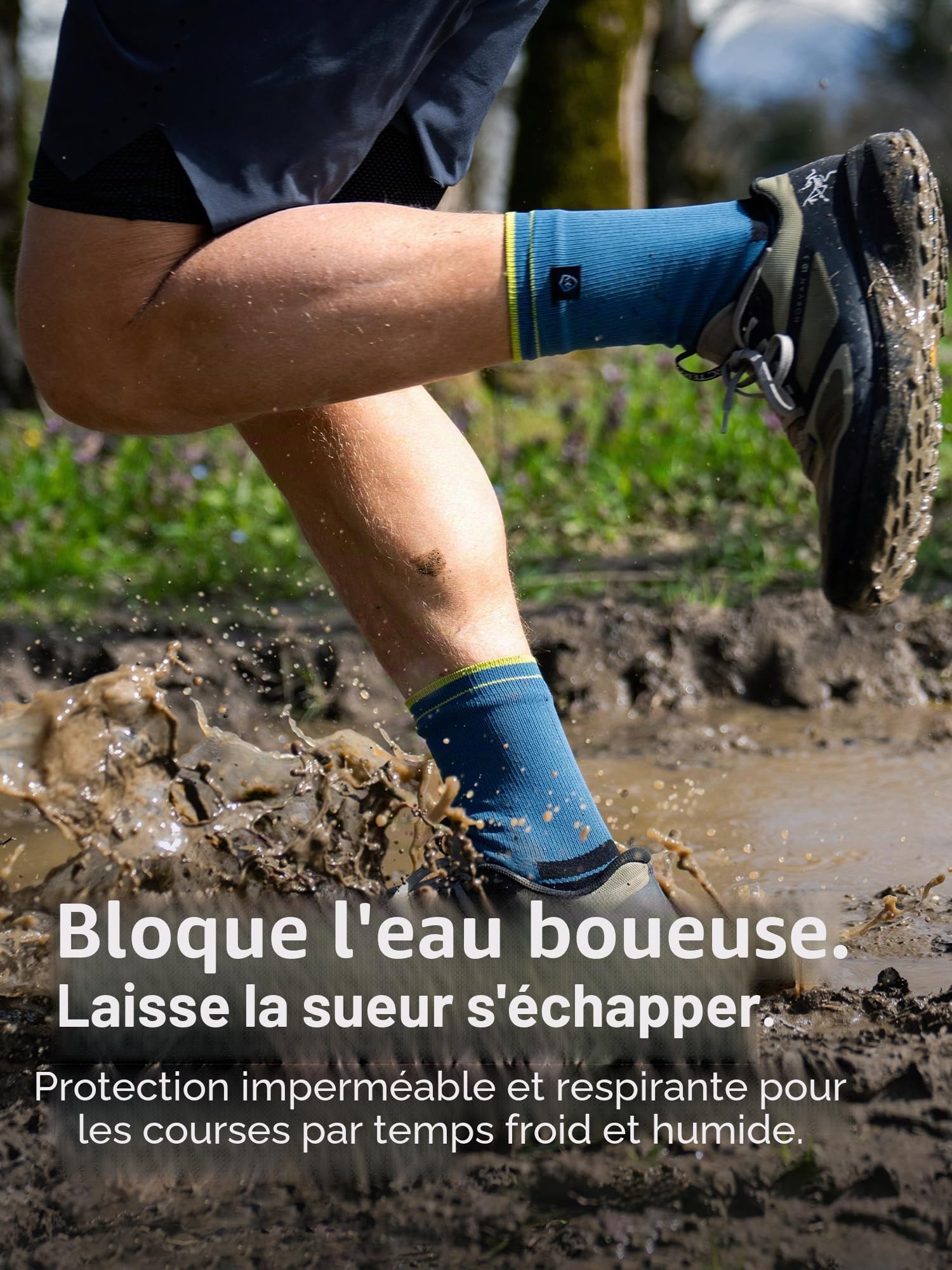 DexShell Chaussettes de course imperméables – Chaussettes légères de course à pied, ajustement de compression, membrane respirante pour homme et femme